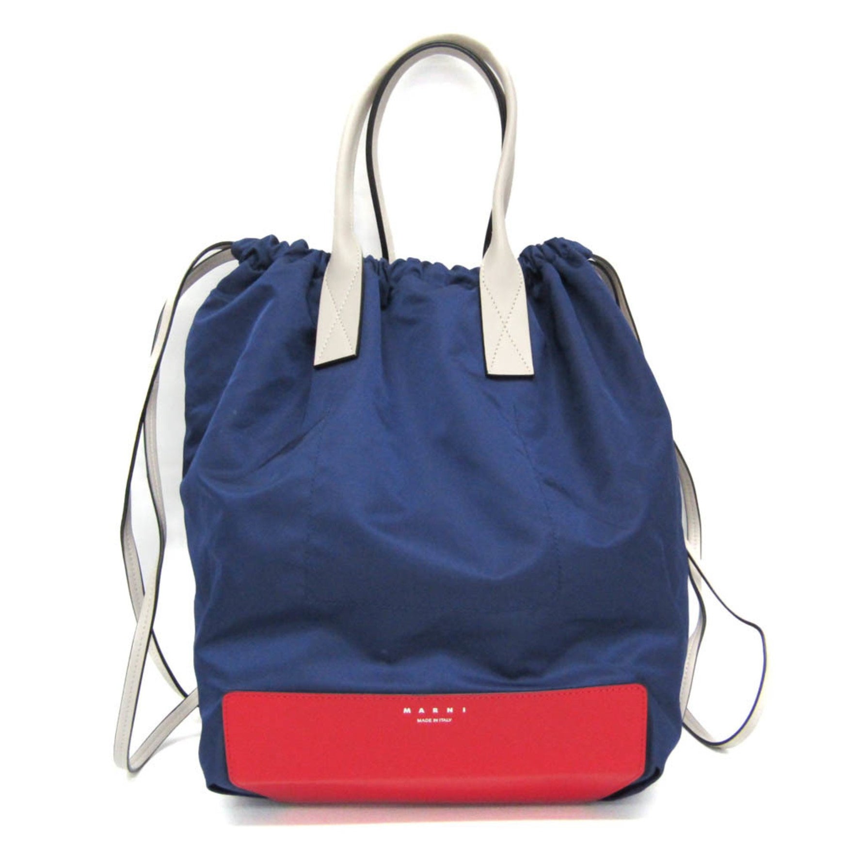 Marni Drawstring Bag Men,Women Nylon,Leather Backpack,Tote Bag Navy,Off-white,Red Color