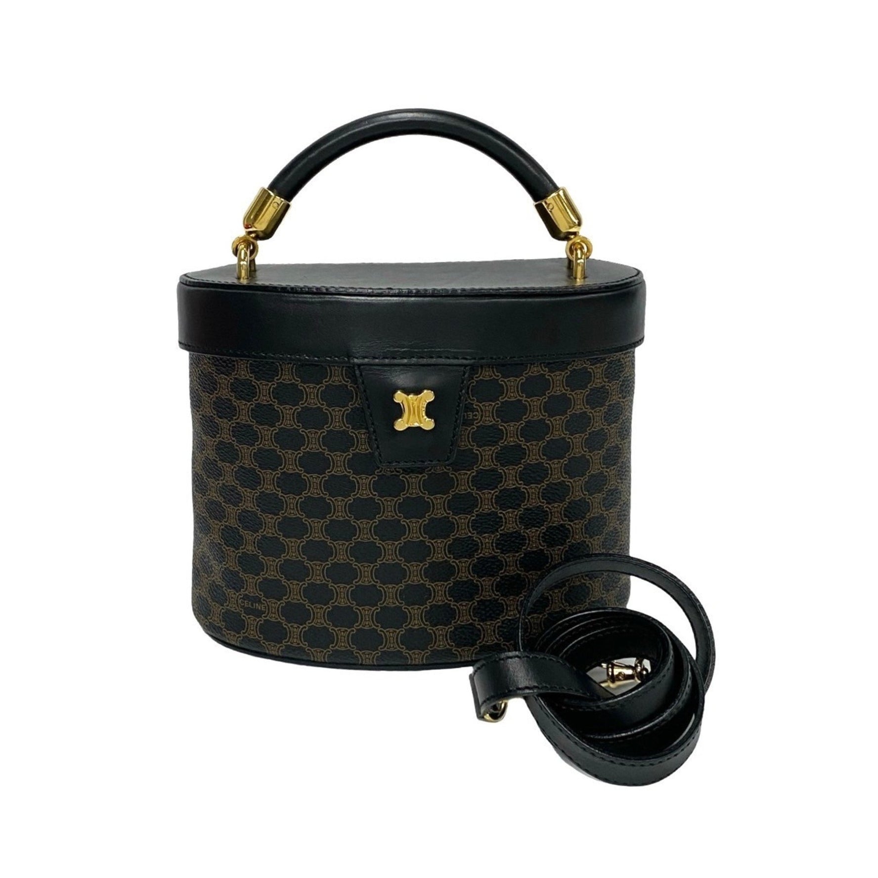CELINE Macadam Blason with Triomphe logo and hardware, leather, shoulder bag/handbag, black/brown