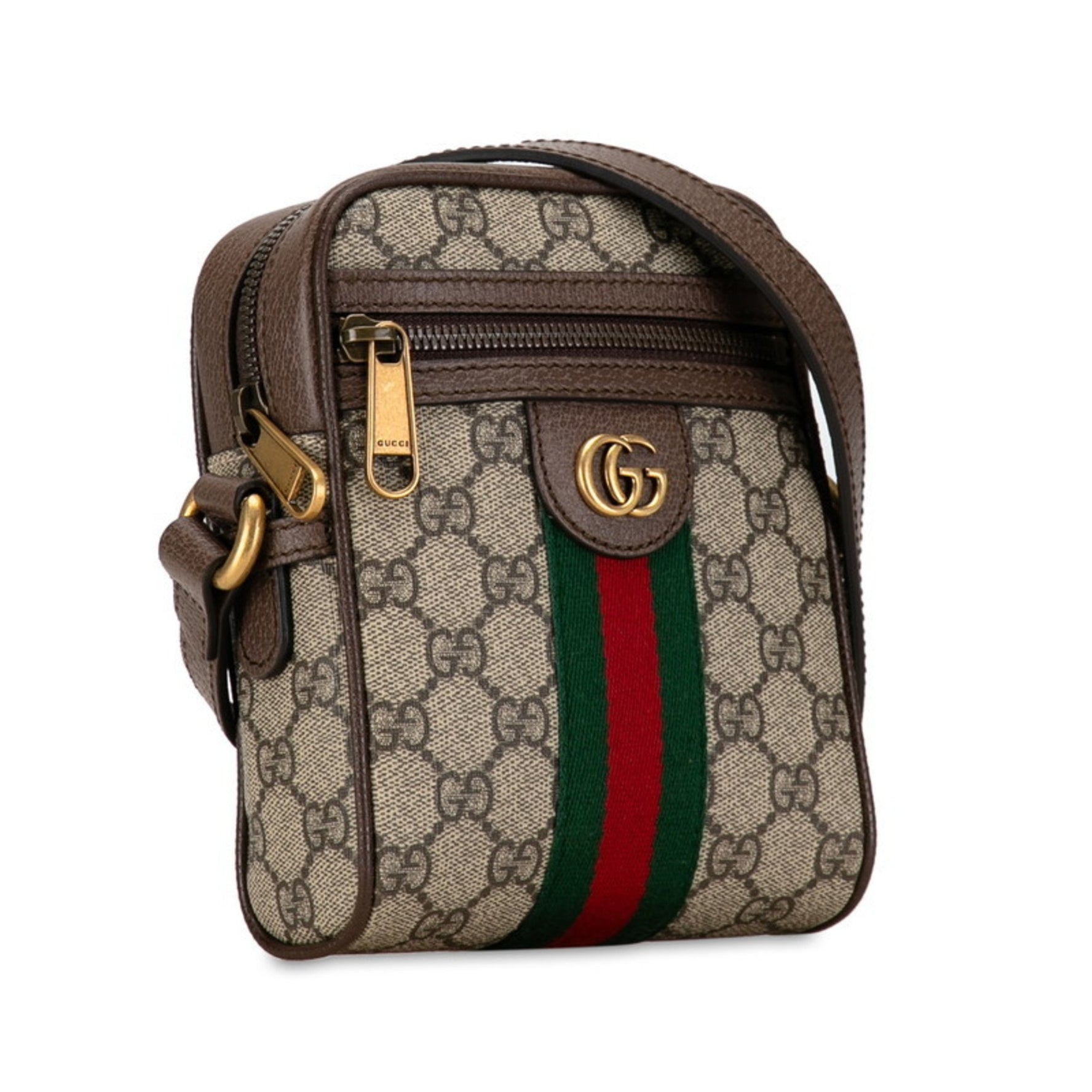 Gucci GG Supreme Ophidia Sherry Line Shoulder Bag Beige Brown PVC Leather