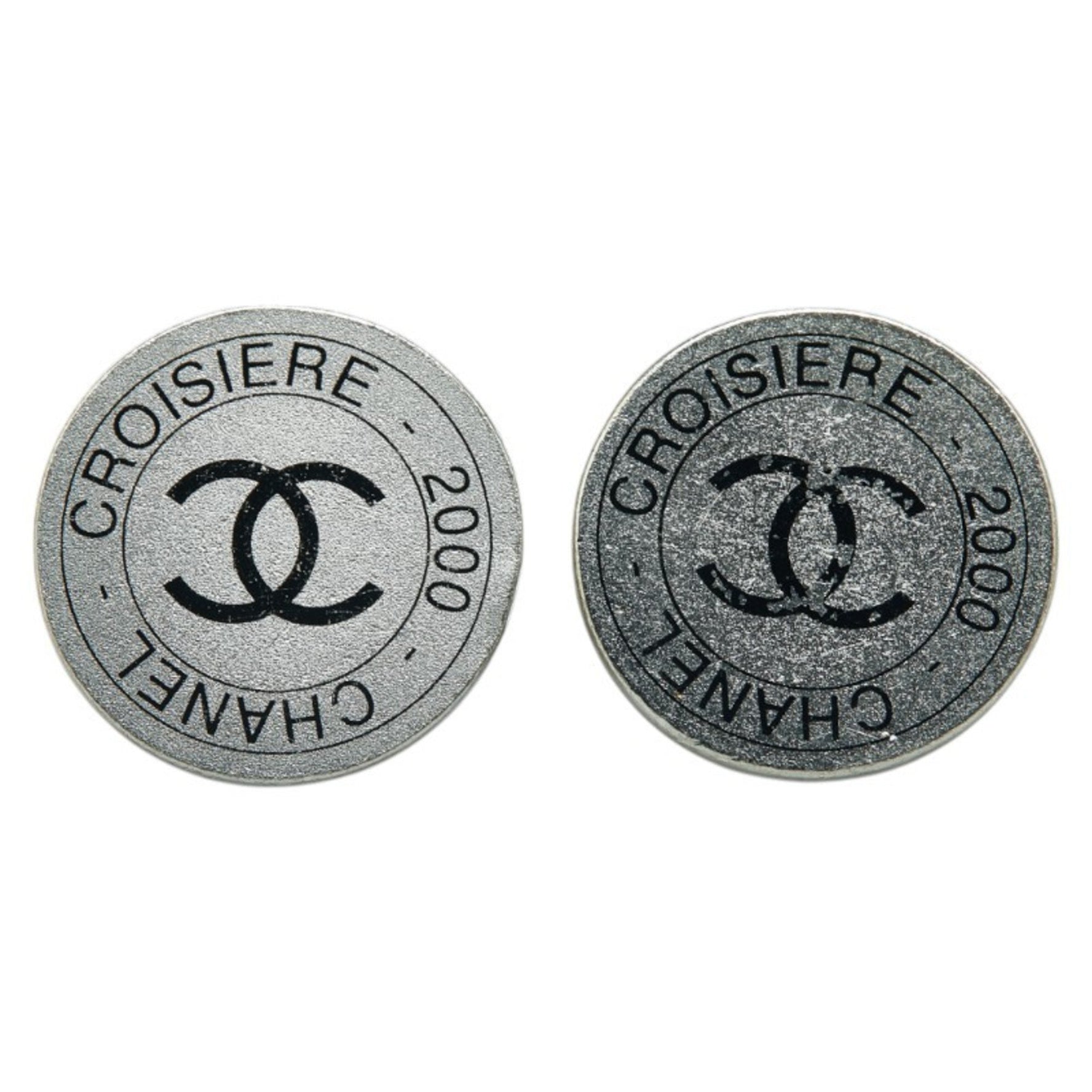 Chanel Coco Mark Round Earrings Metal