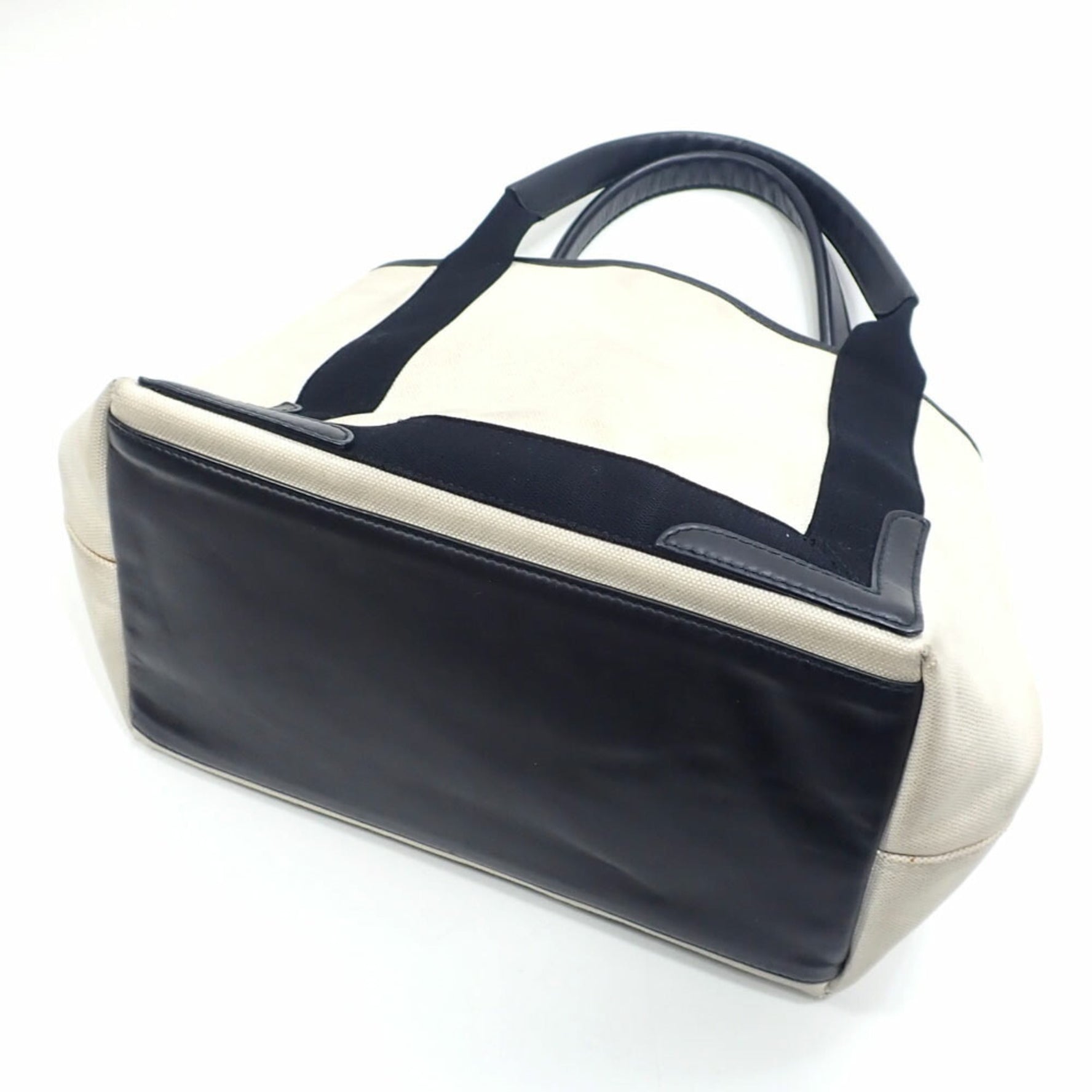 Balenciaga Navy Cabas S Tote Bag, White, Black, Cotton, Leather