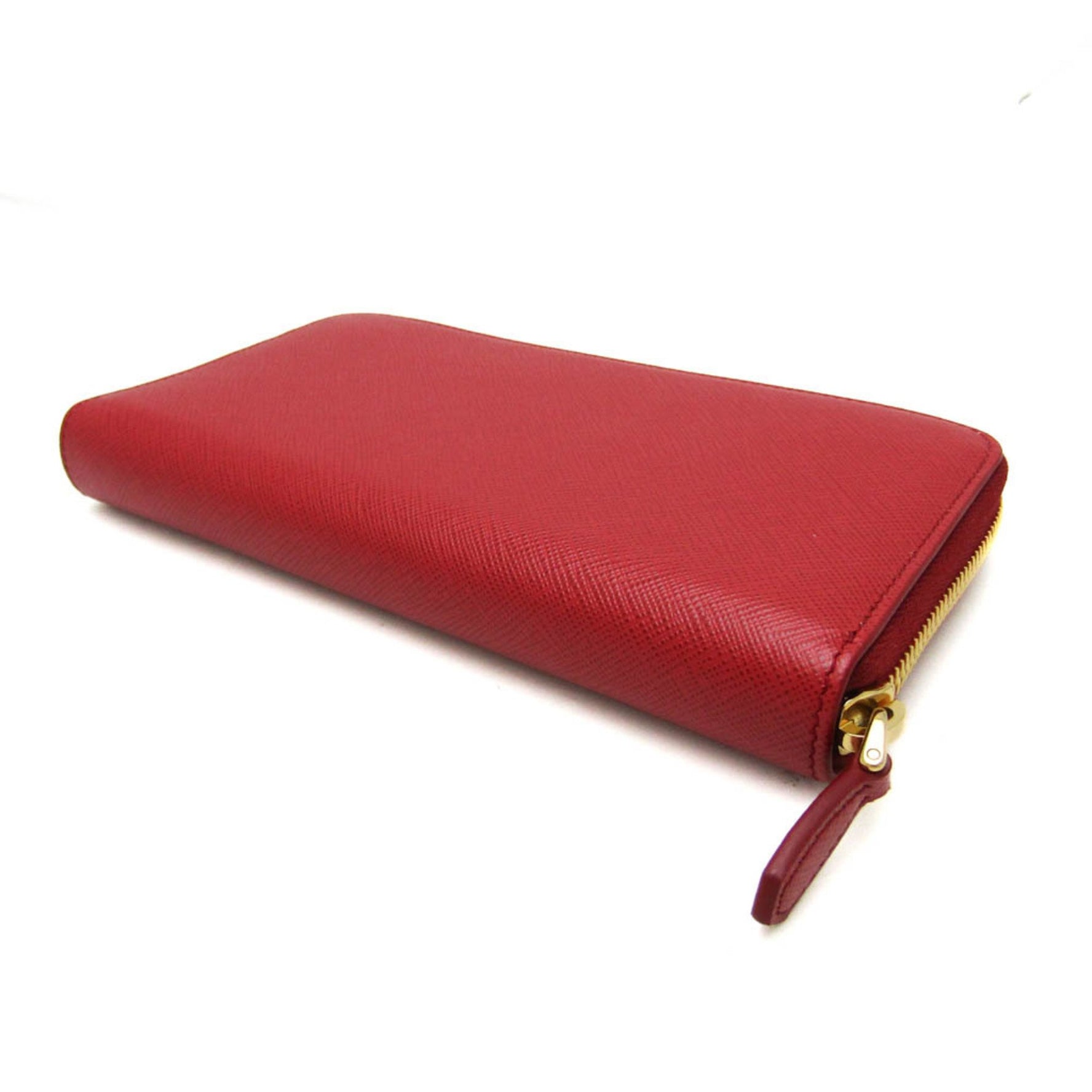 Prada Saffiano SHINE Leather Long Wallet (bi-fold) Red Color