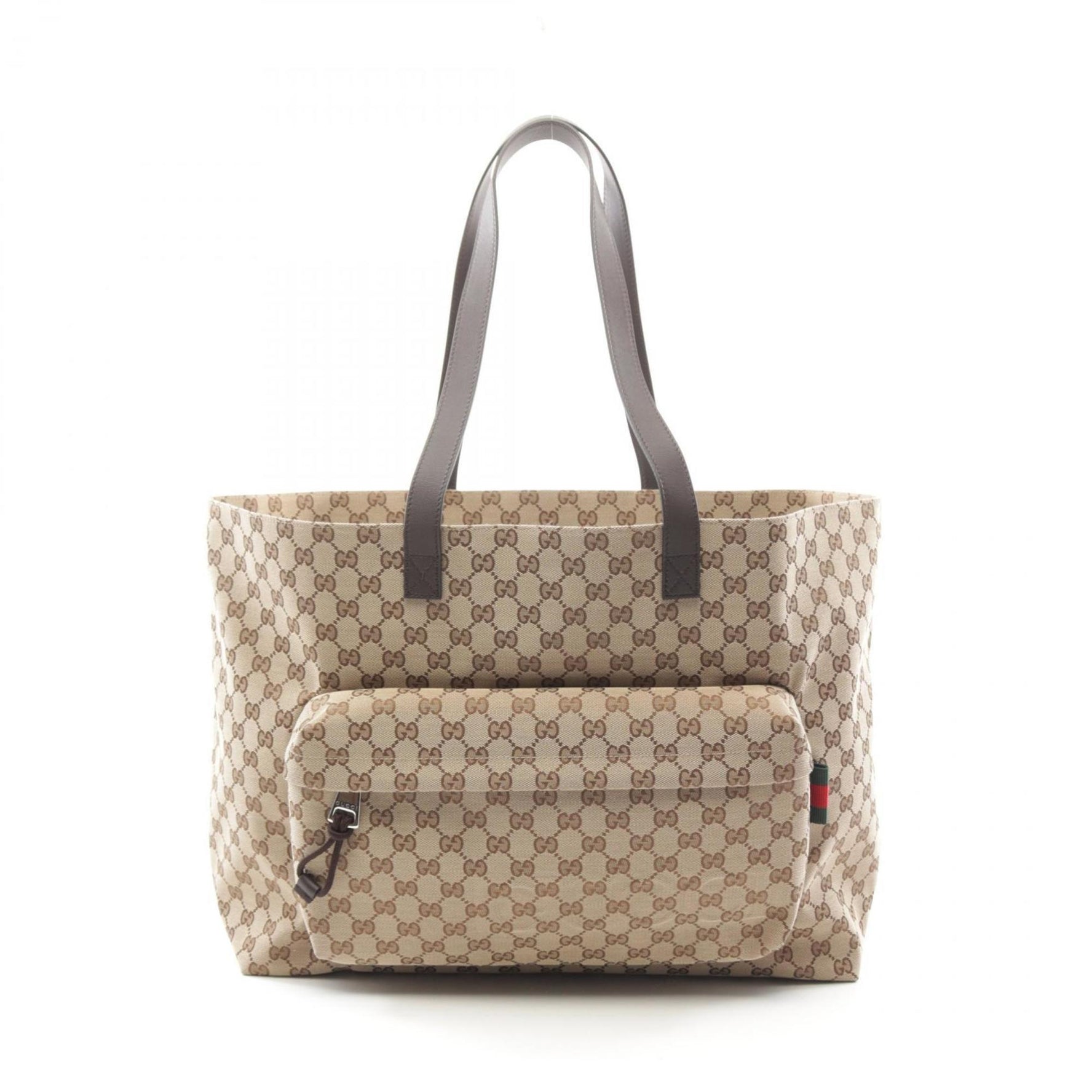 Gucci GG Canvas Large Tote Bag Leather Beige Brown