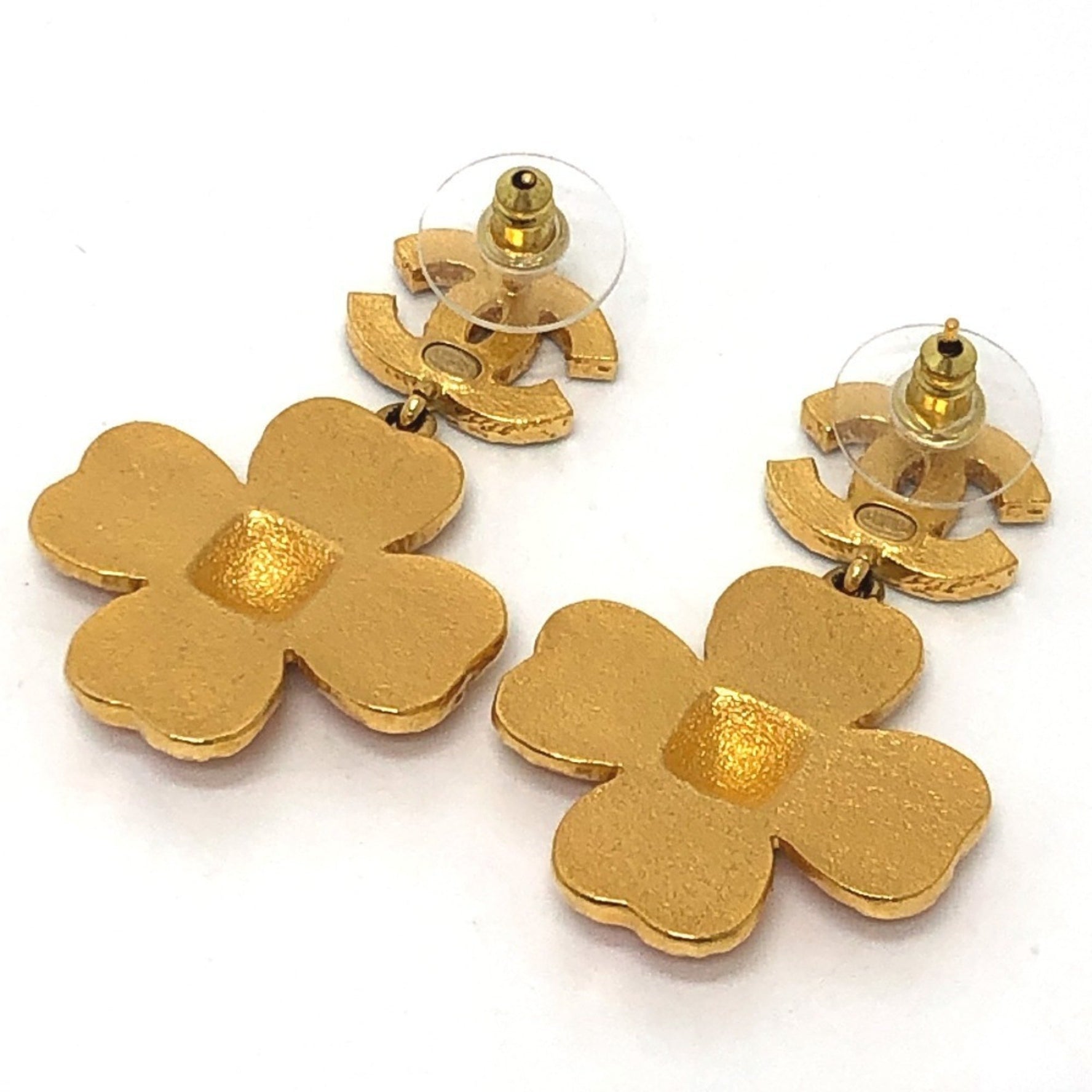 CHANEL Coco Mark Flower Jewelry Earrings/Piercings, Metal, Pink x Black and Gold, Like New