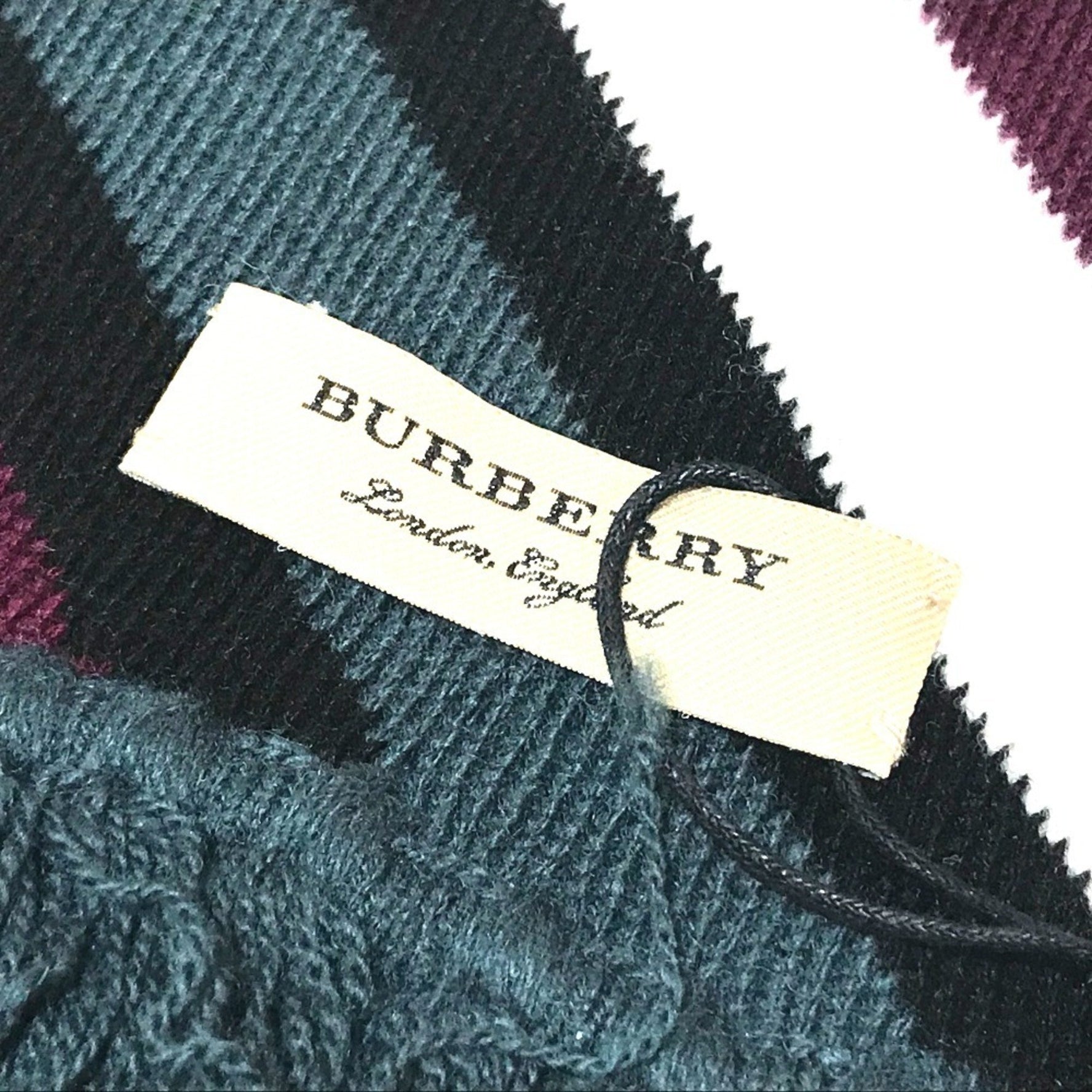BURBERRY Striped Tri-tone Scarf Wool Cashmere Men's Green x Multicolor