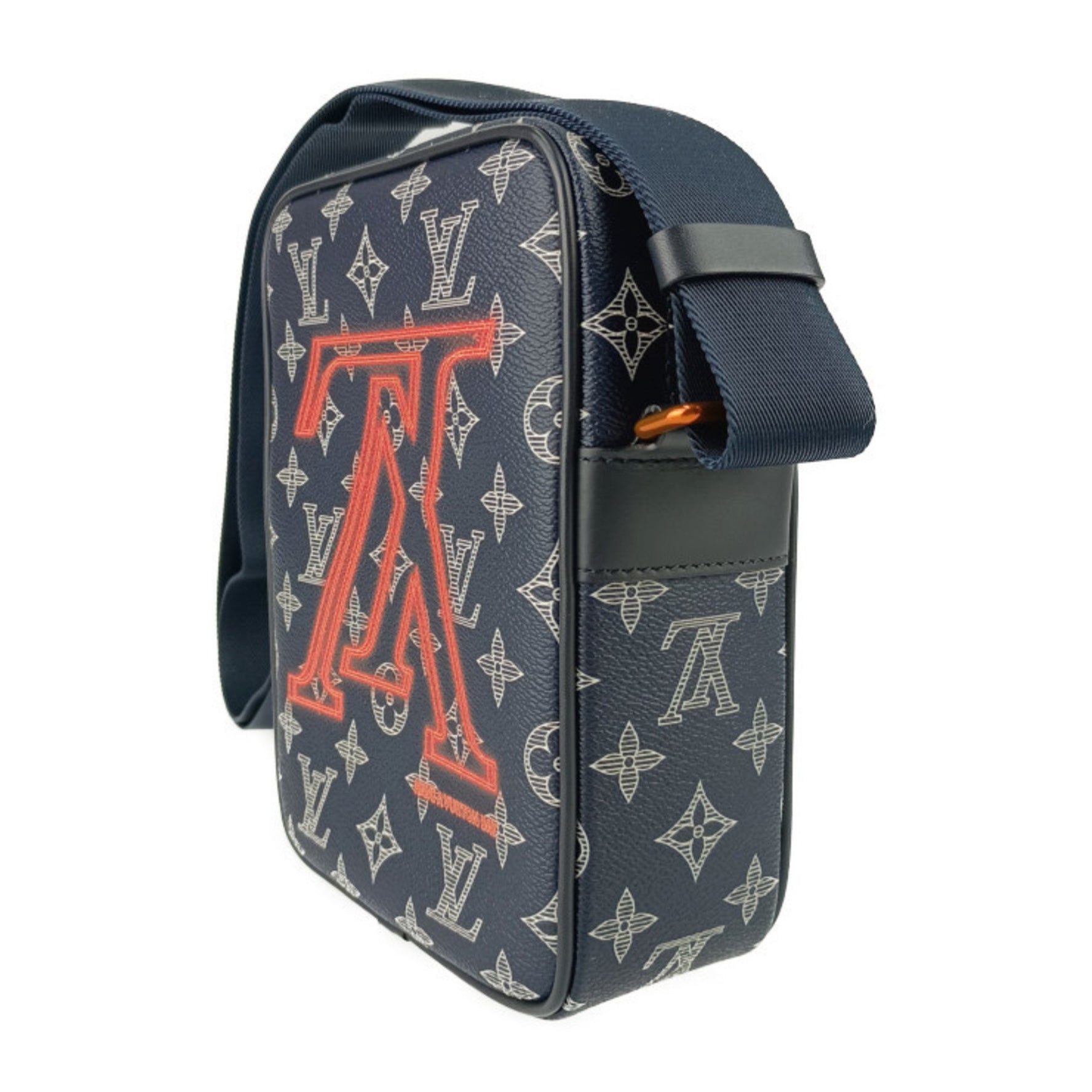 Louis Vuitton Shoulder Bag Danube PM Upside Down Navy Monogram Ink Canvas Leather Men's Pochette