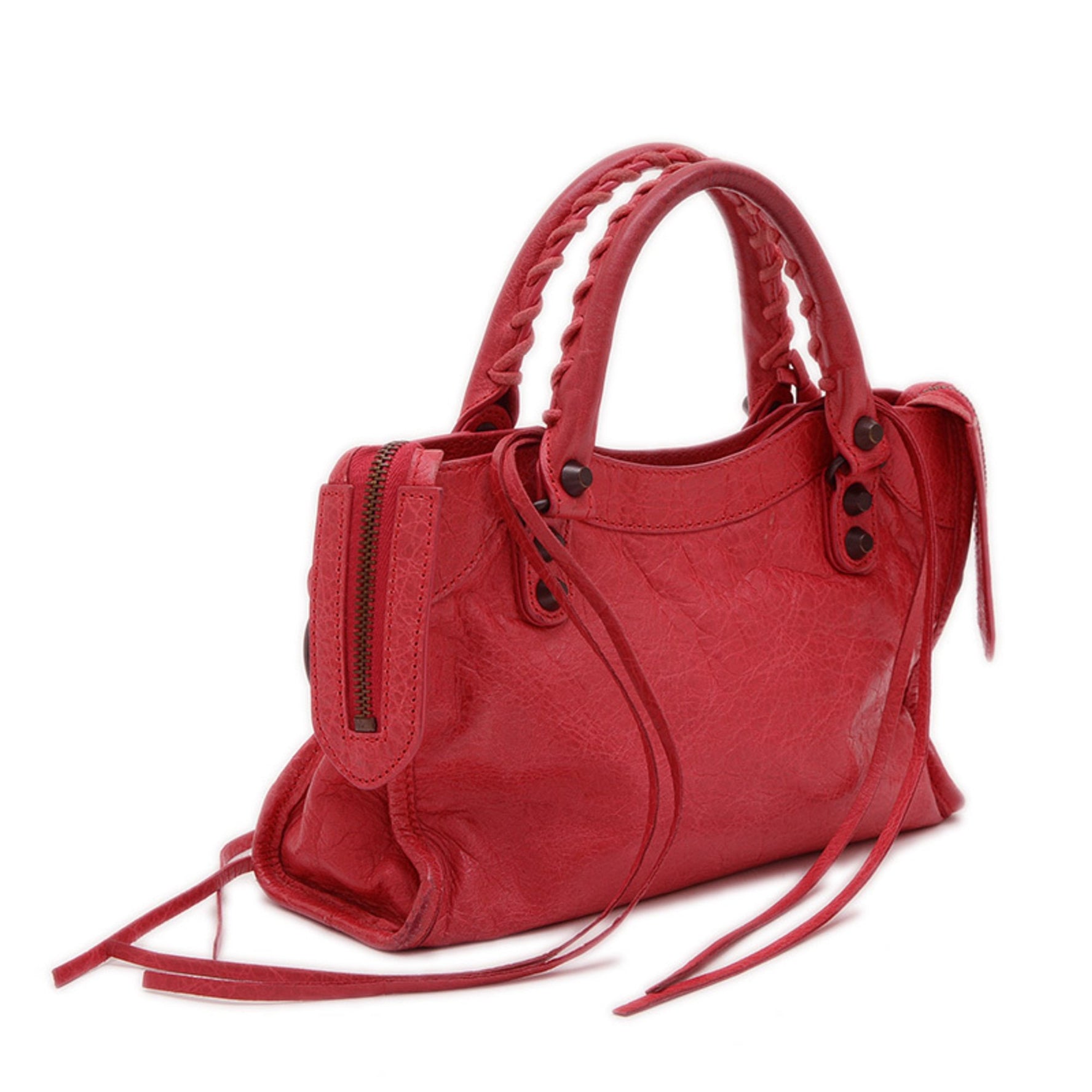 Balenciaga Classic Mini City Handbag Leather Red *Shoulder strap missing BP