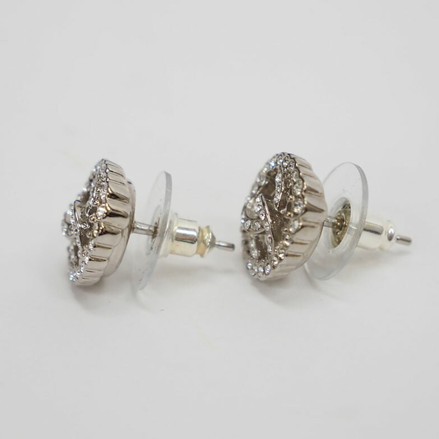 Chanel Oval Coco Stone Earrings Clear Light Gold
