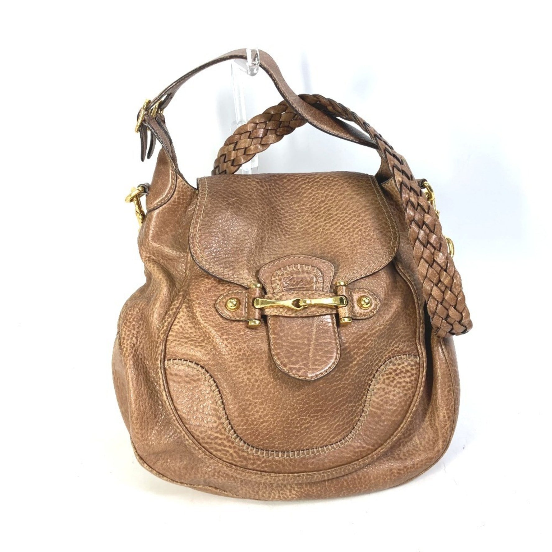 GUCCI Horsebit Shoulder Bag Leather