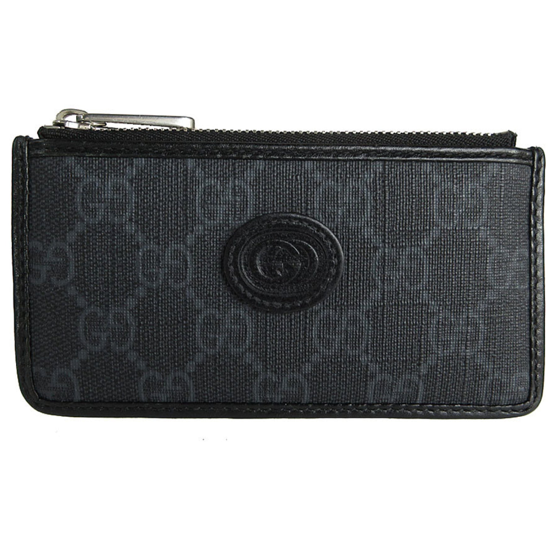 GUCCI Wallet/Coin Case/Business Card Holder/Card Case GG Supreme Leather Dark Gray Black Silver