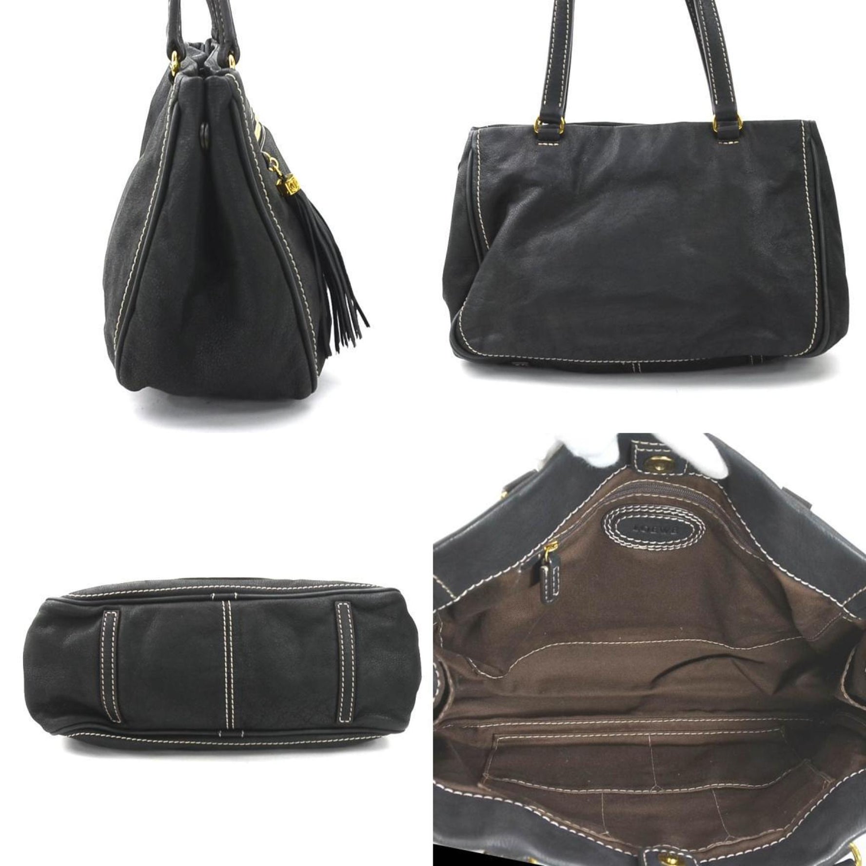 LOEWE Shoulder Bag Anagram Leather Gold