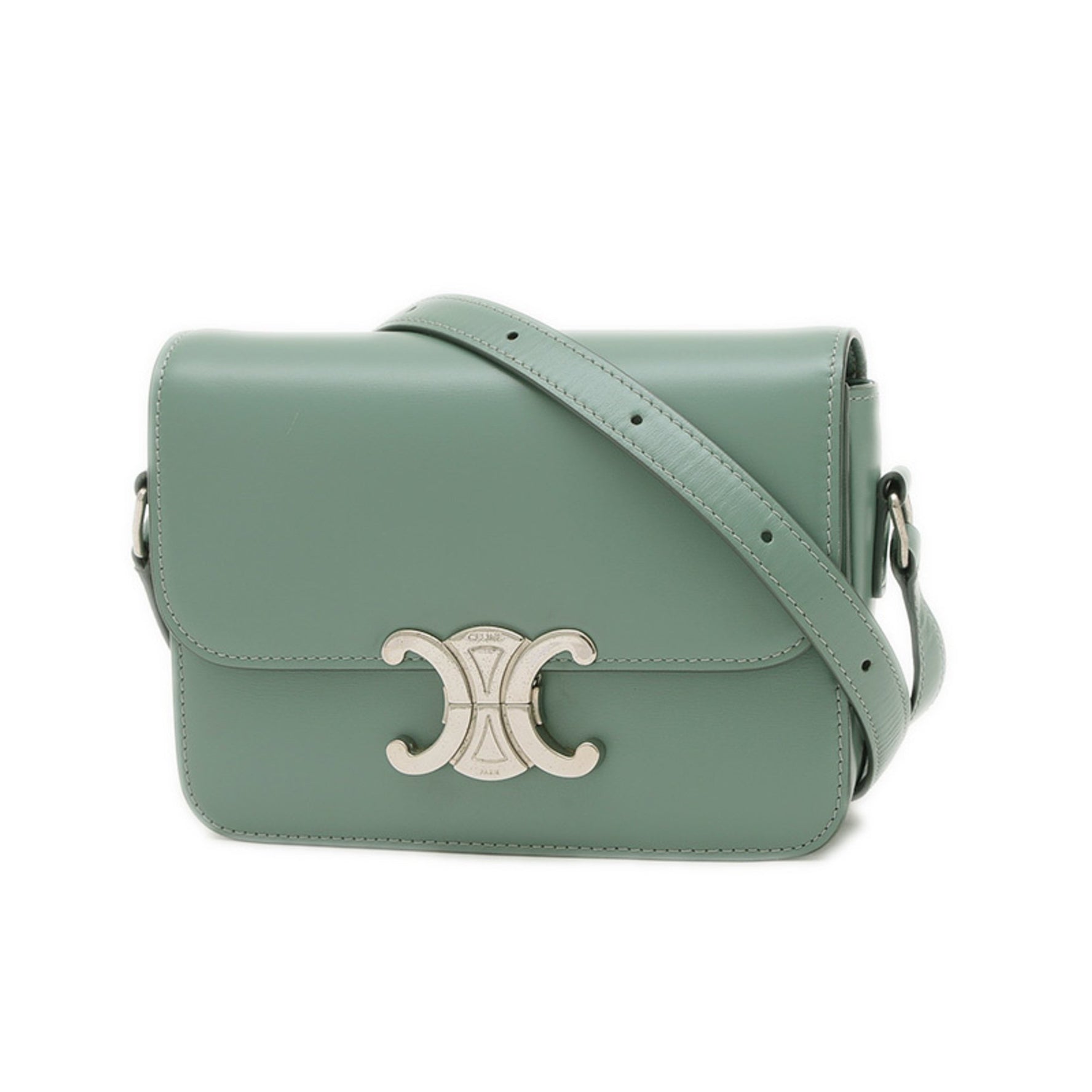 Celine Teen Triomphe Shoulder Bag in Shiny Calfskin Celadon