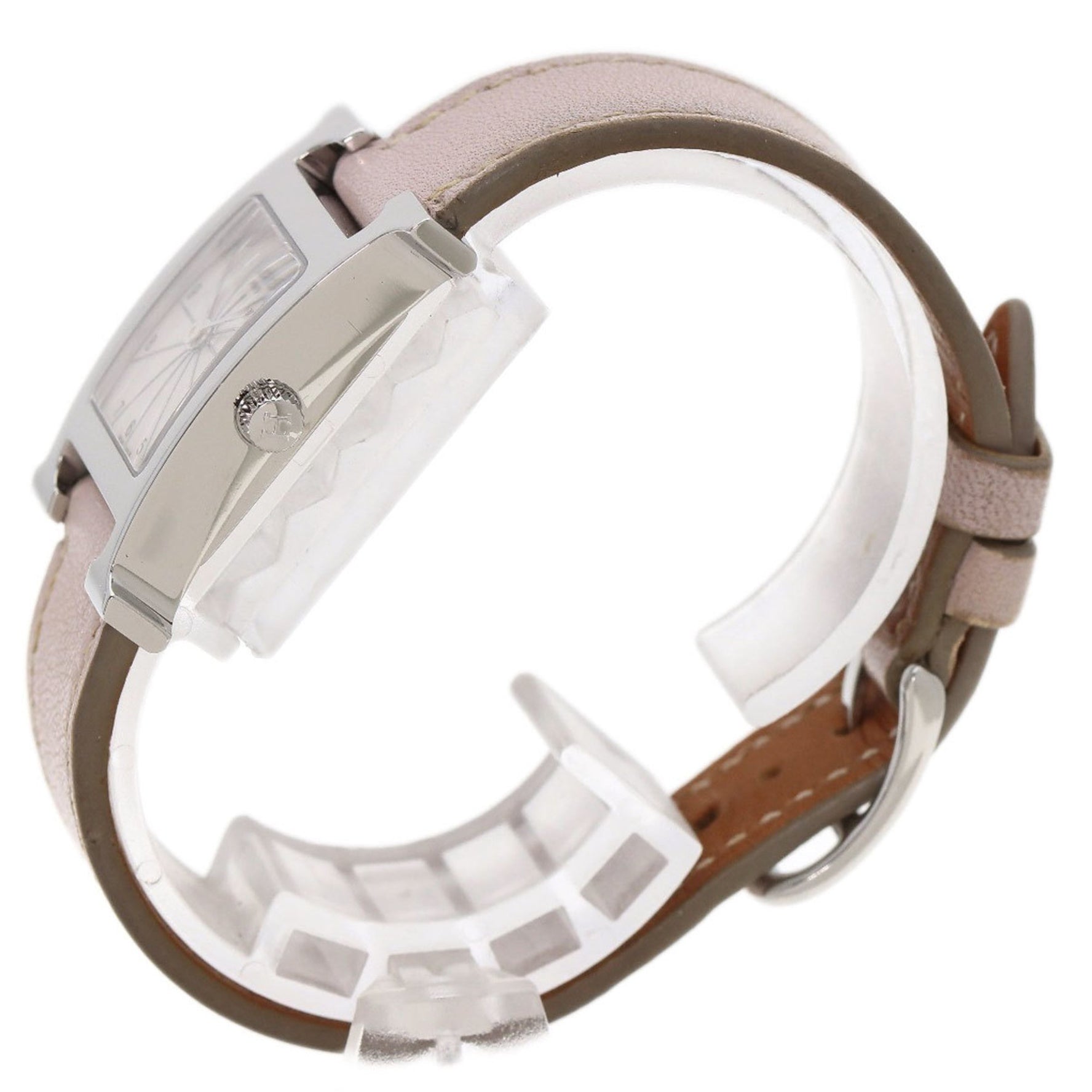 Hermes H Watch Stainless Steel Leather Ladies