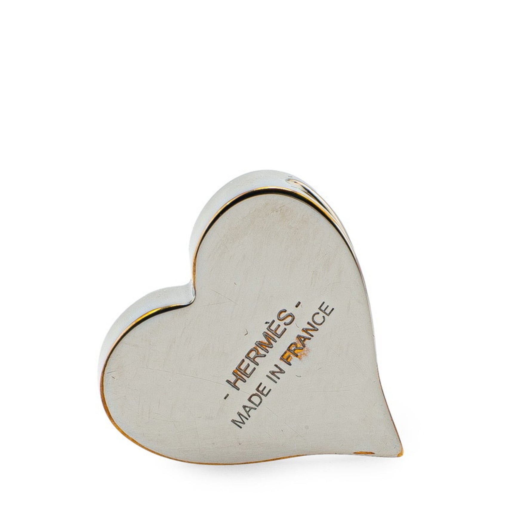 Hermes Heart Motif Tea Time Scarf Ring Red Silver Metal