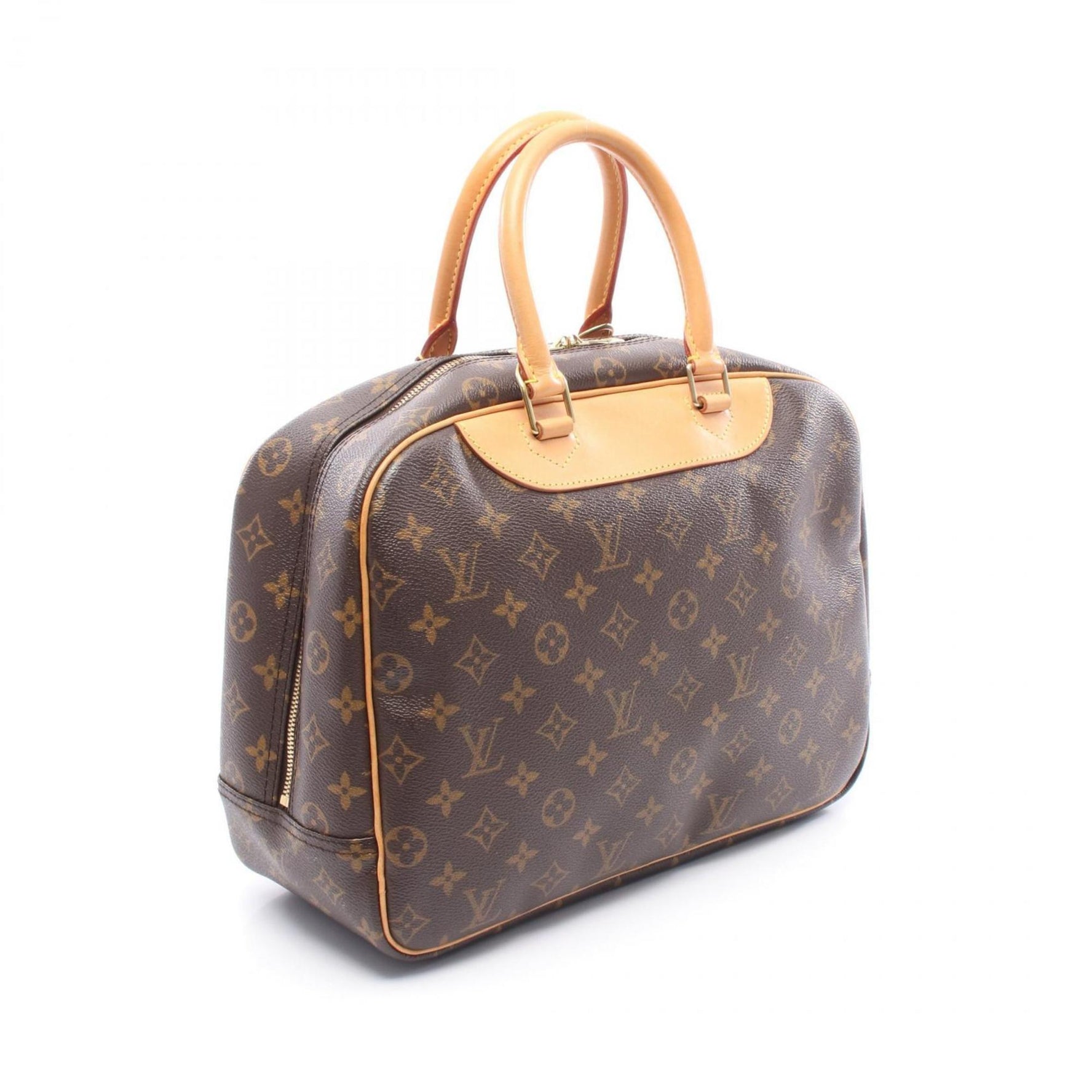 Louis Vuitton Deauville Bowling Vanity Handbag in Coated Canvas and Leather with Monogram Design