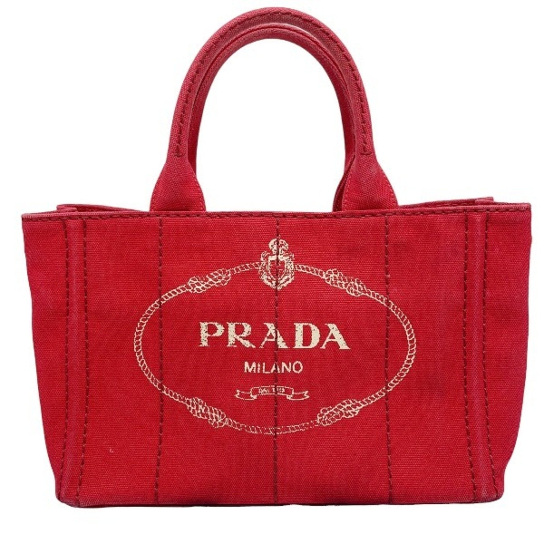 PRADA Tote Bag Canvas Canapa Red