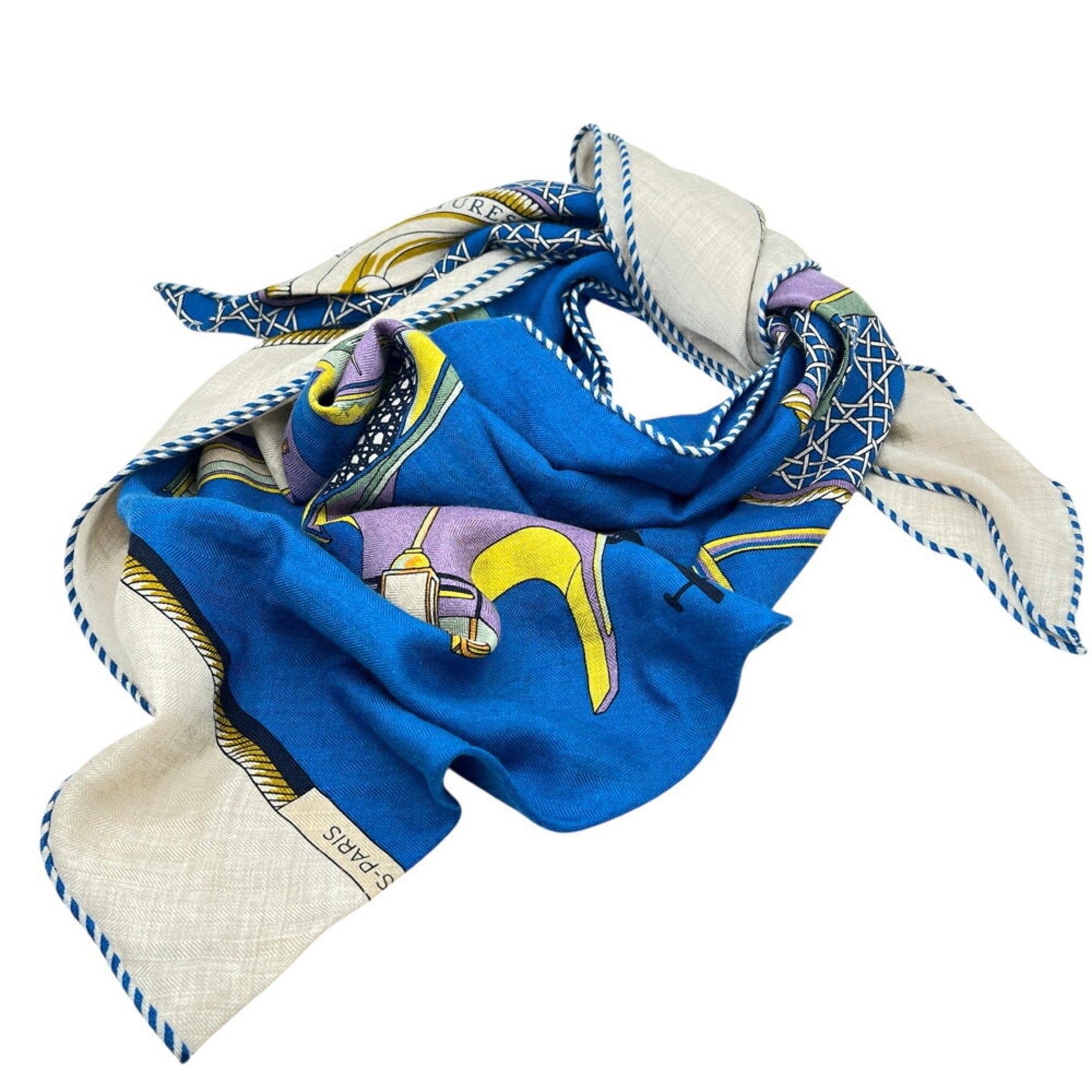 HERMES Triangle Geant Scarf/Muffler/Shawl Silk Cashmere