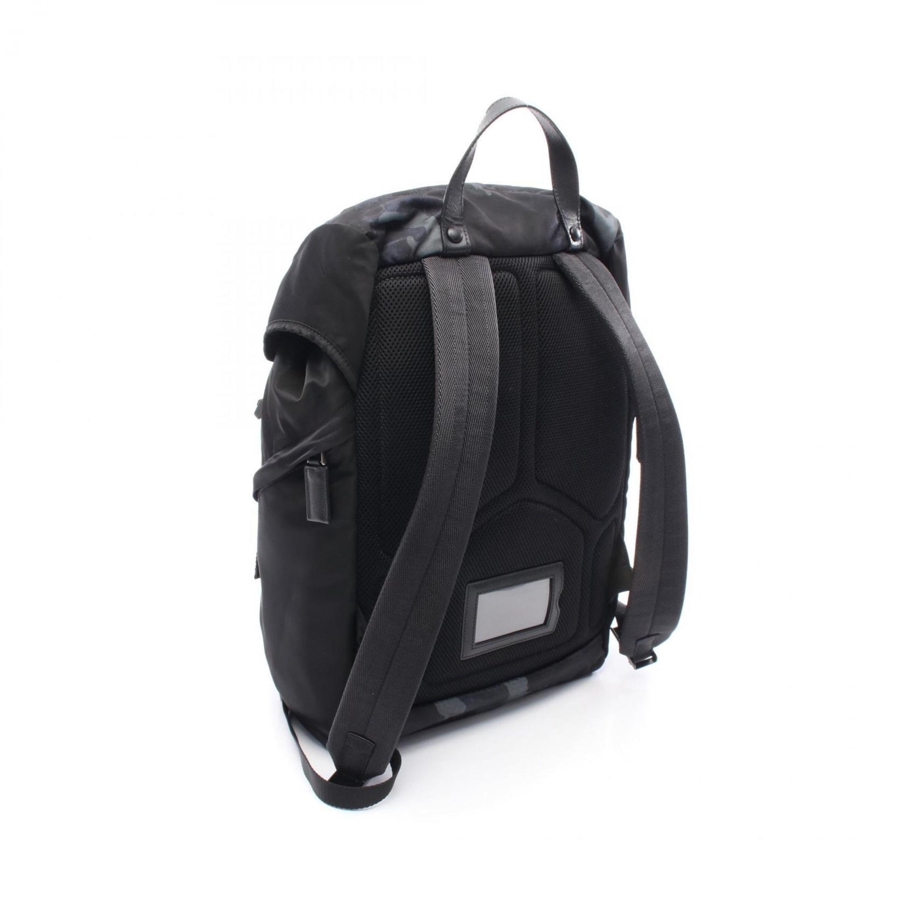 Prada Nylon and Saffiano Leather Backpack, Black/Navy