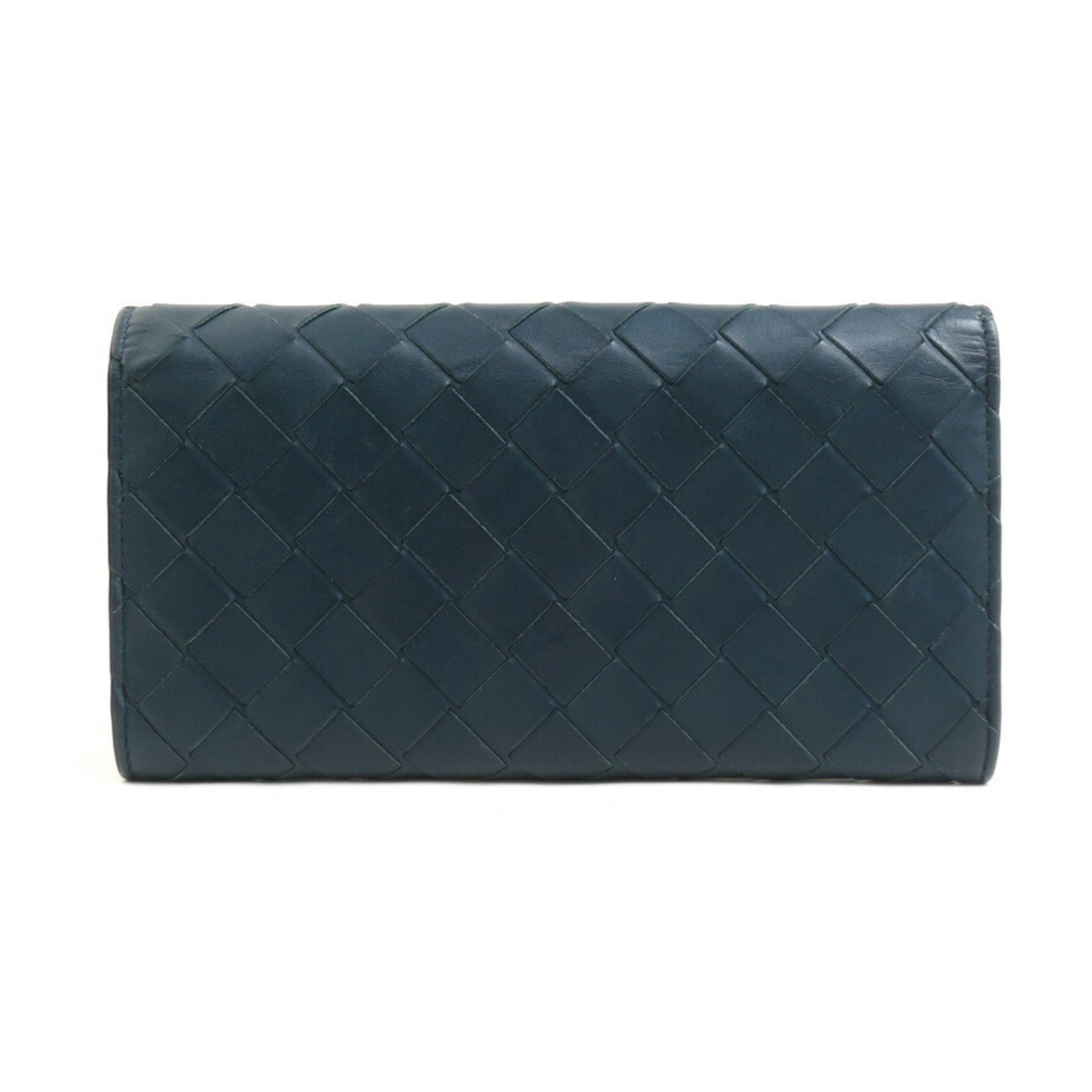 Bottega Veneta long wallet in intrecciato leather blue-green