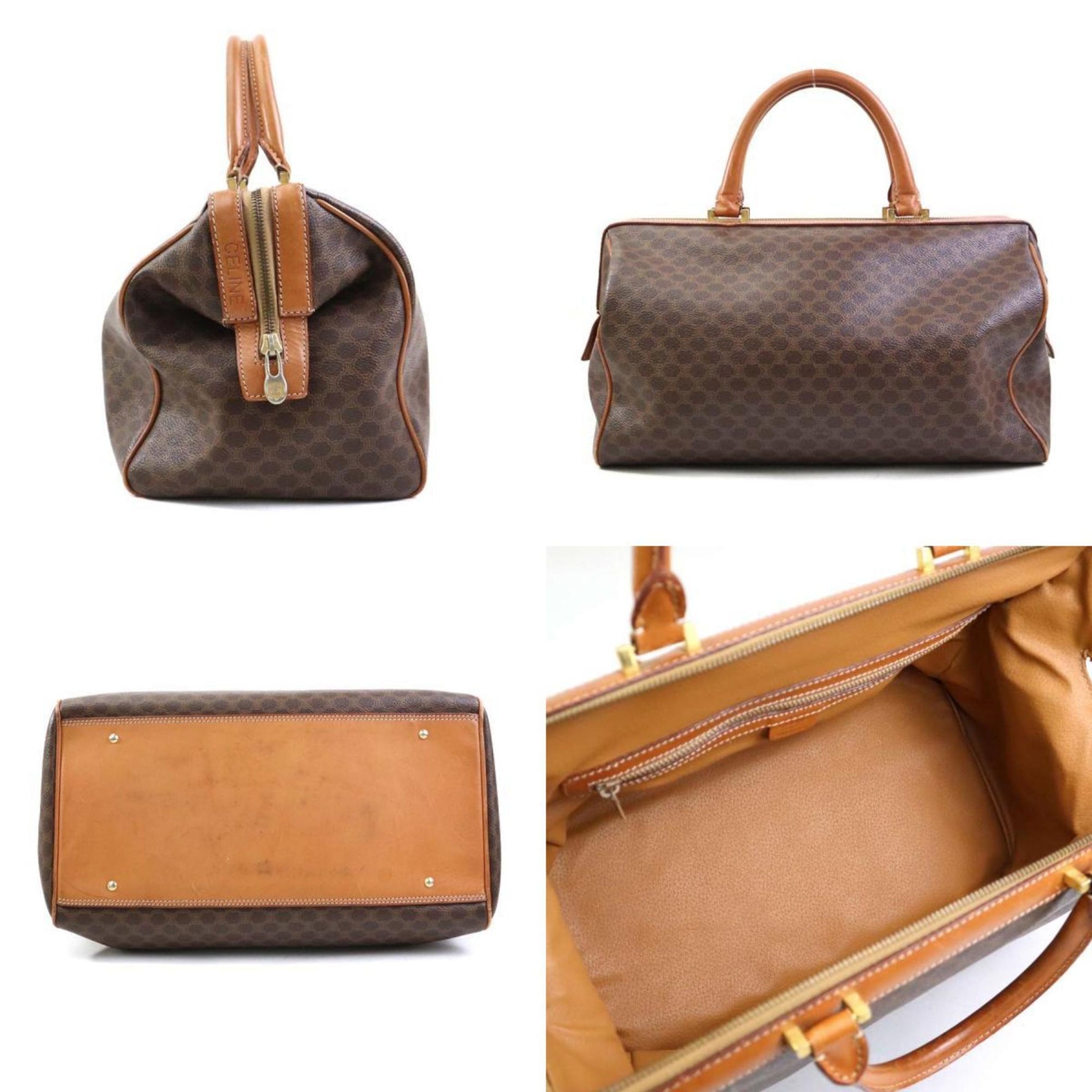 CELINE handbag shoulder bag macadam leather gold ladies