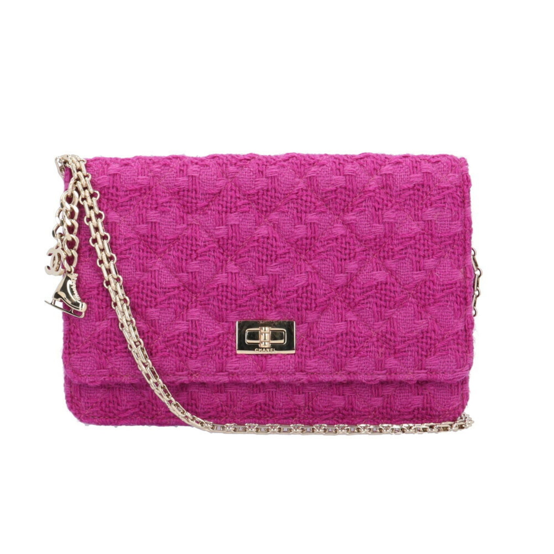 Chanel Matelasse Shoulder Bag Tweed Chain Wallet