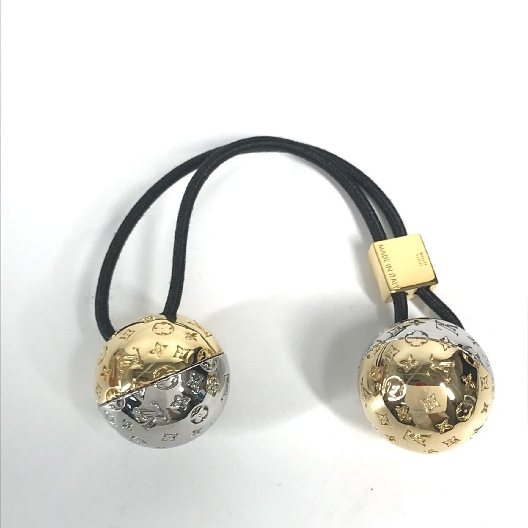 Louis Vuitton Scrunchie Nanogram Planet LV Hair Tie Metal Gold