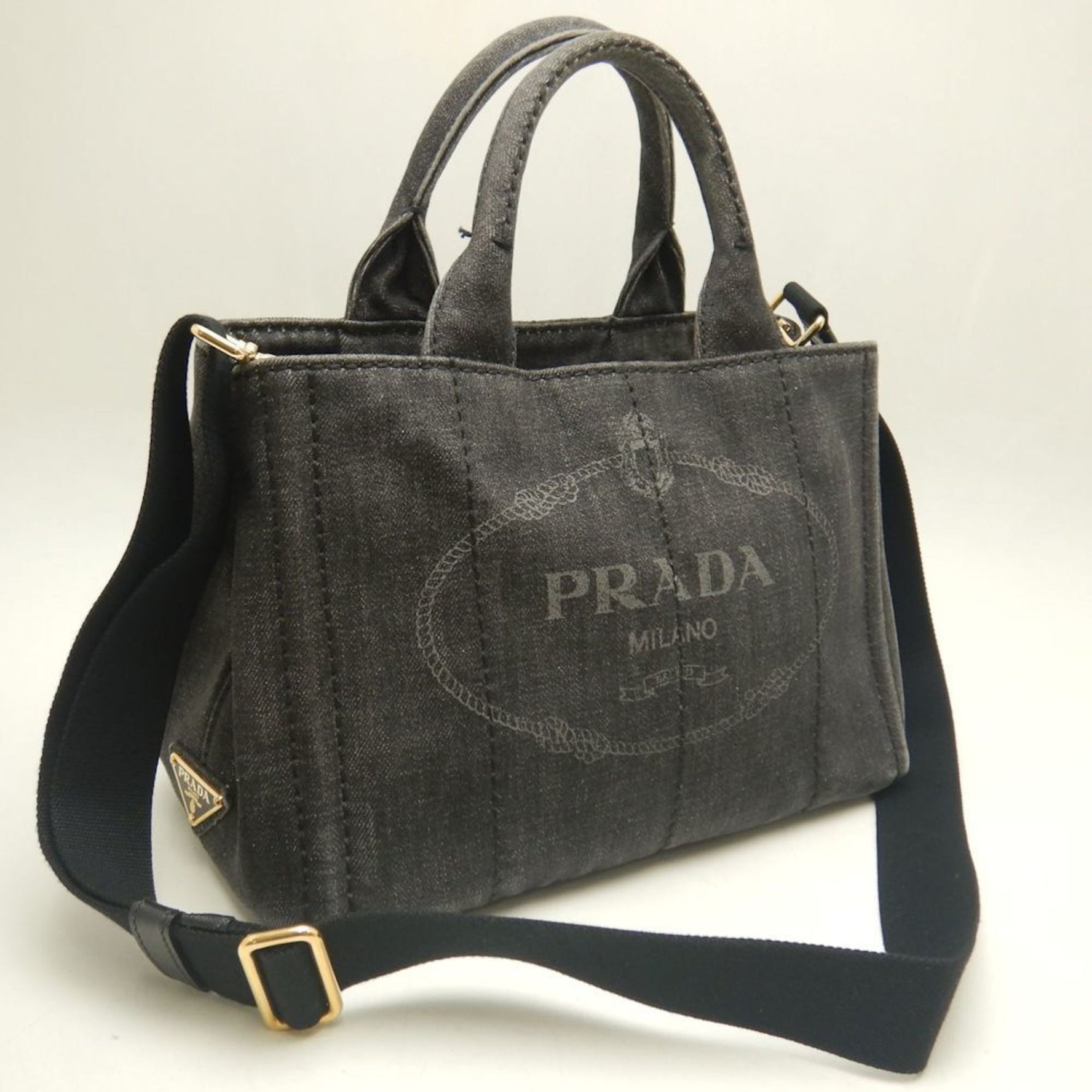 PRADA Canapa B2439G Tote Bag Canvas NERO