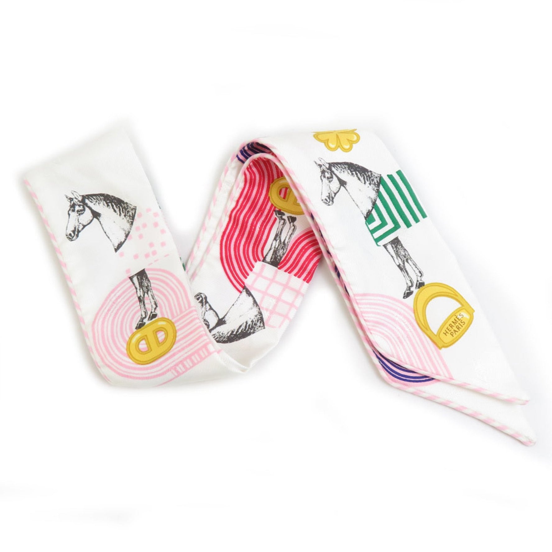 Hermes Hermès Twilly Silk Scarf in White and Multicolor