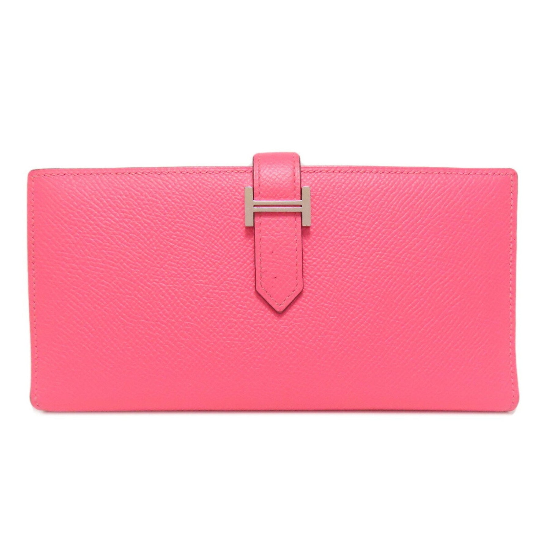 Hermès Bearn Soufflet Rose Lipstick Long Wallet Epson HERMES