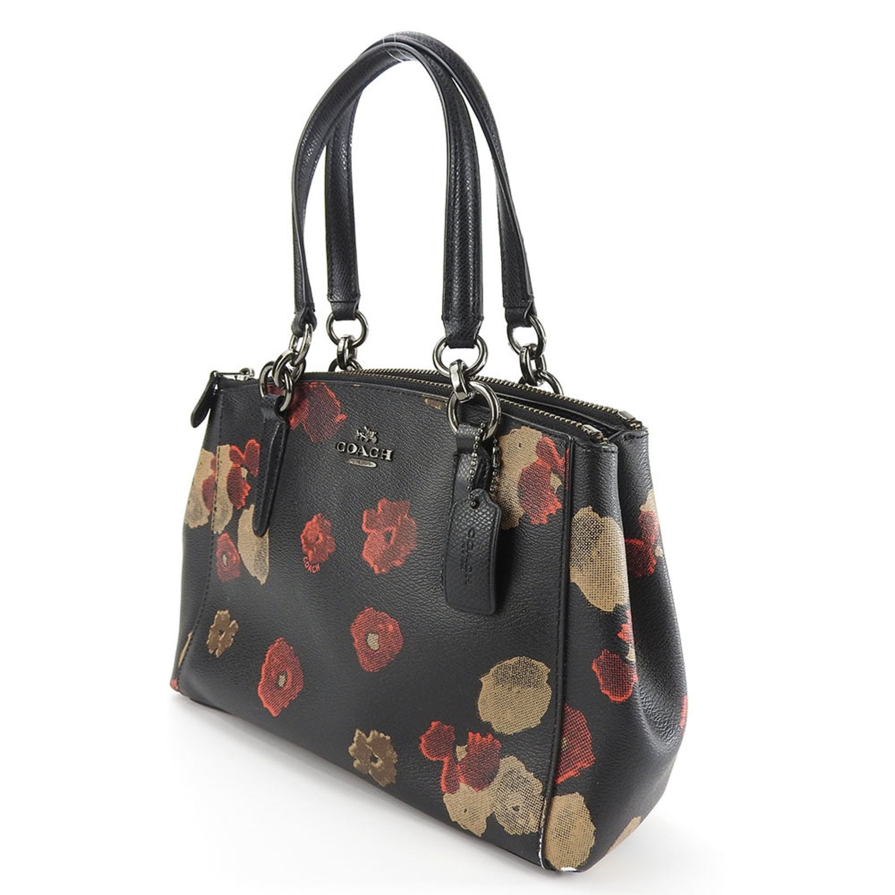 Coach handbag leather black red