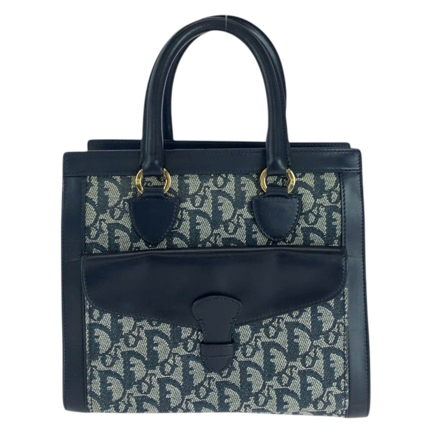 Christian Dior Dior Vintage Trotter Gold Hardware Canvas Leather Tote Bag Handbag