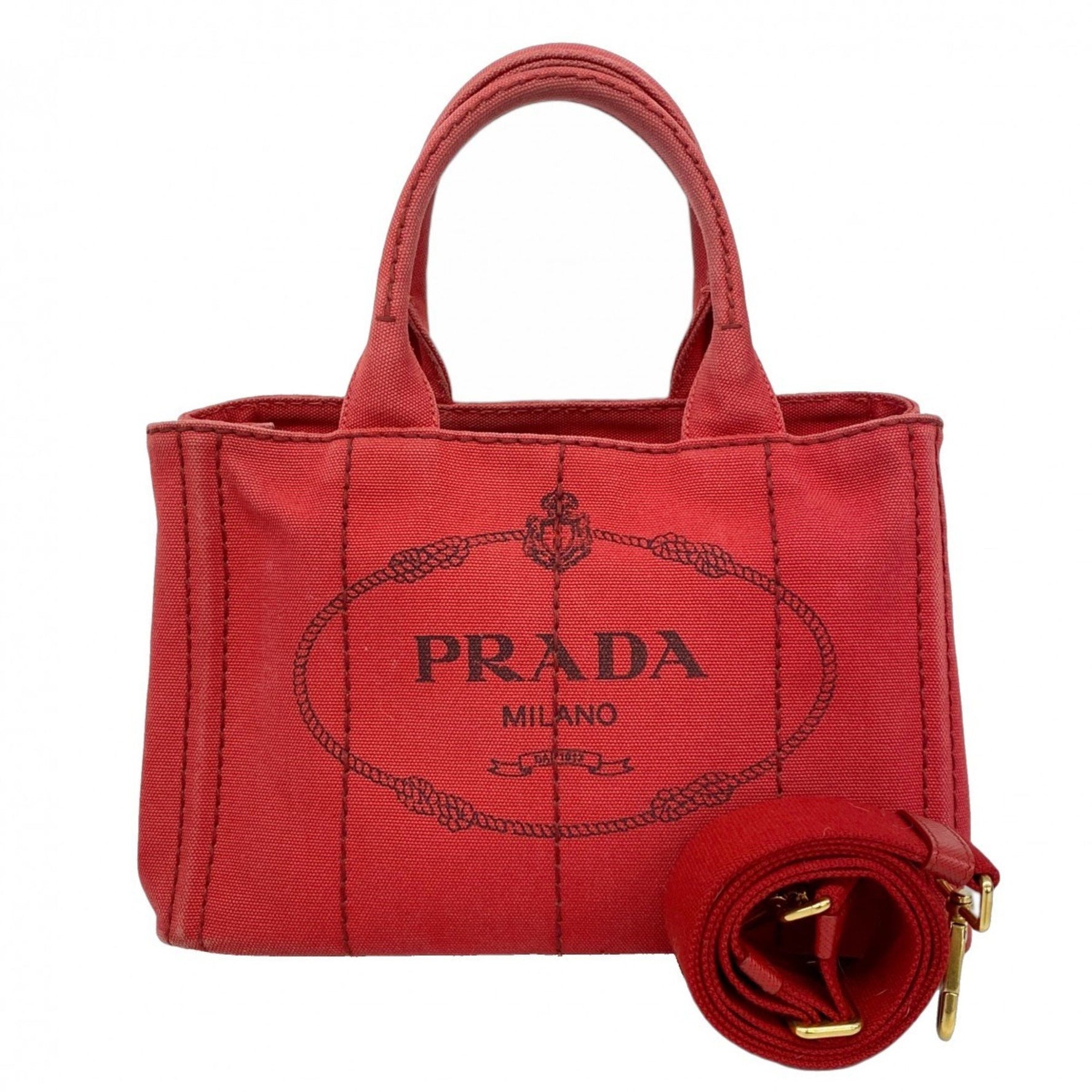 Prada Canapa Canvas Handbag Red
