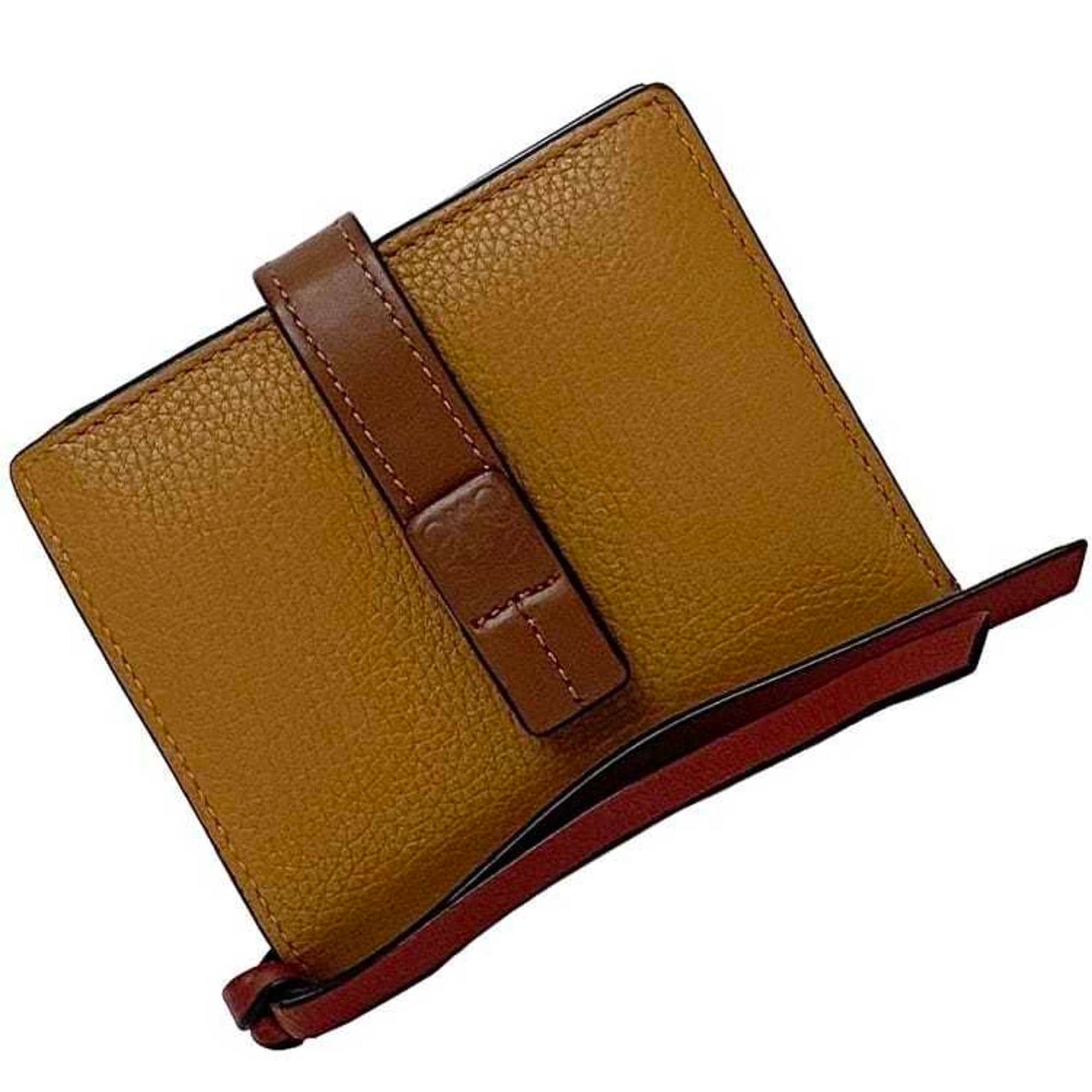 LOEWE Bi-fold Wallet Anagram Leather Compact Folding Grain Genuine Engraved Bi-color