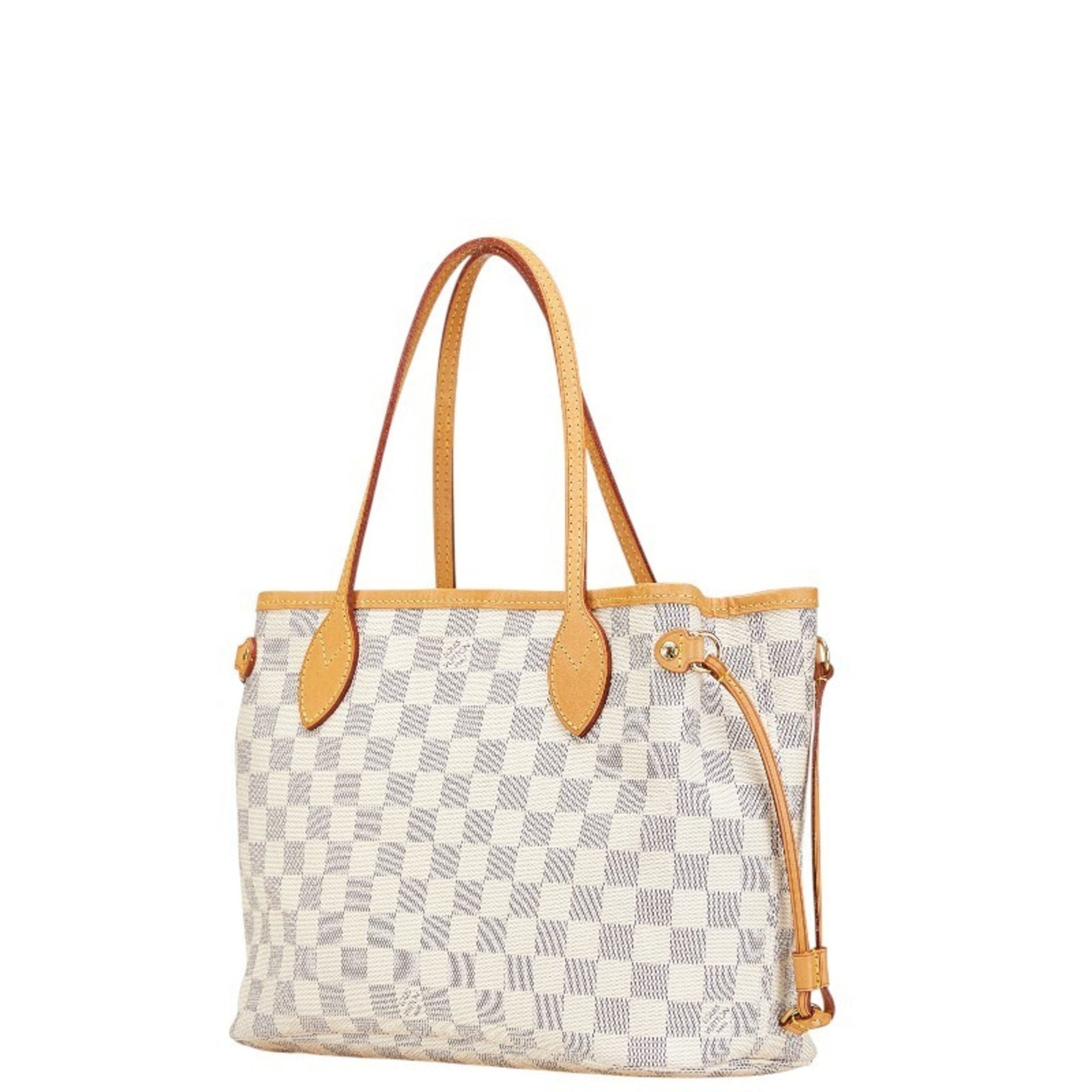 Louis Vuitton Damier Azur Neverfull PM Tote Bag/Shoulder Bag White Leather