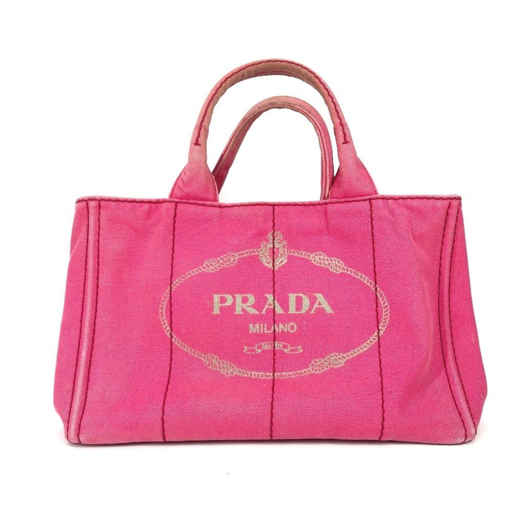 PRADA Canapa Logo M Bag Handbag Tote Canvas