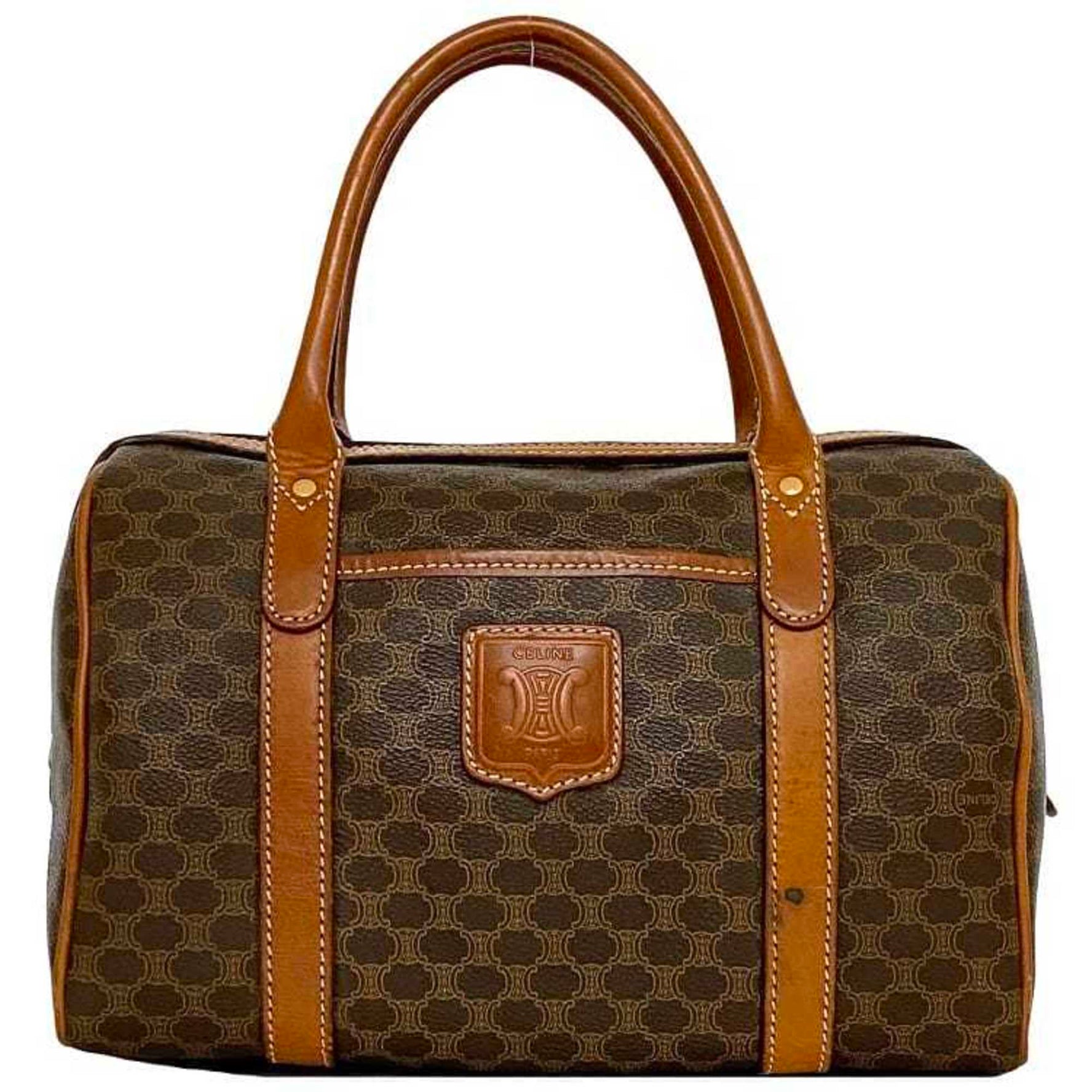 Celine Boston Bag Signature Handbag PVC Leather Compact