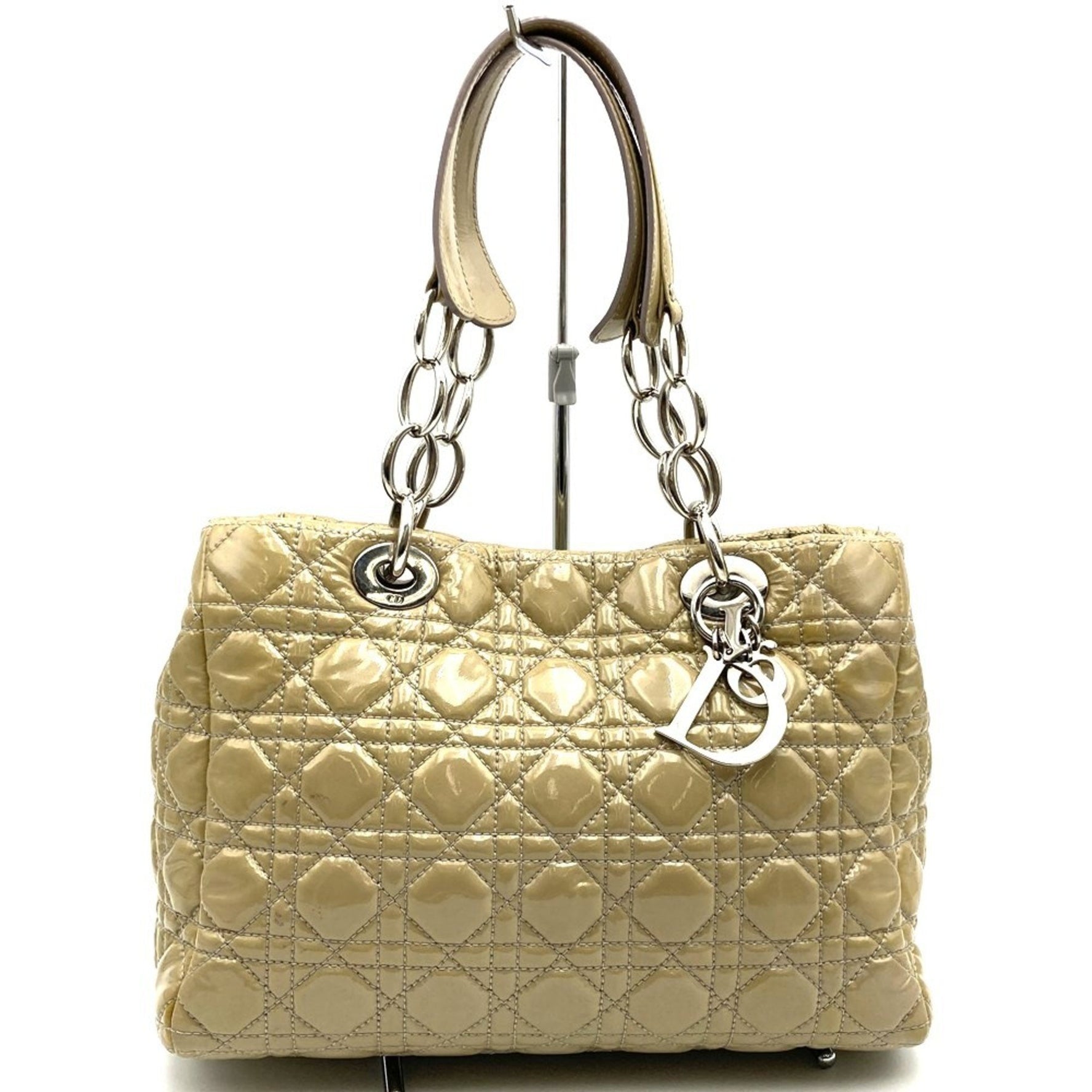 Christian Dior Dior Tote Bag Shoulder Patent Leather Cannage Stitch