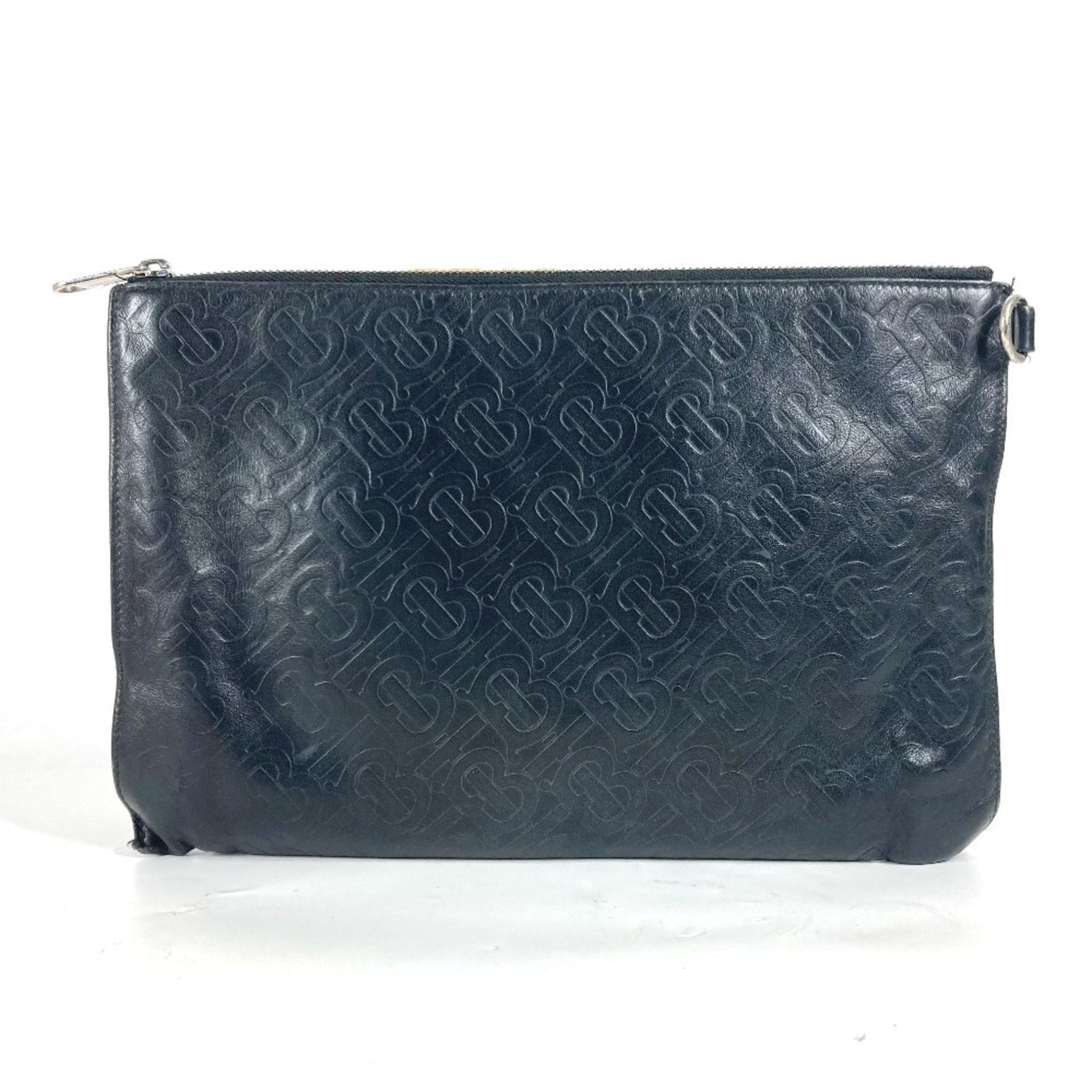 BURBERRY TB Pouch Bag Clutch Leather Men's
