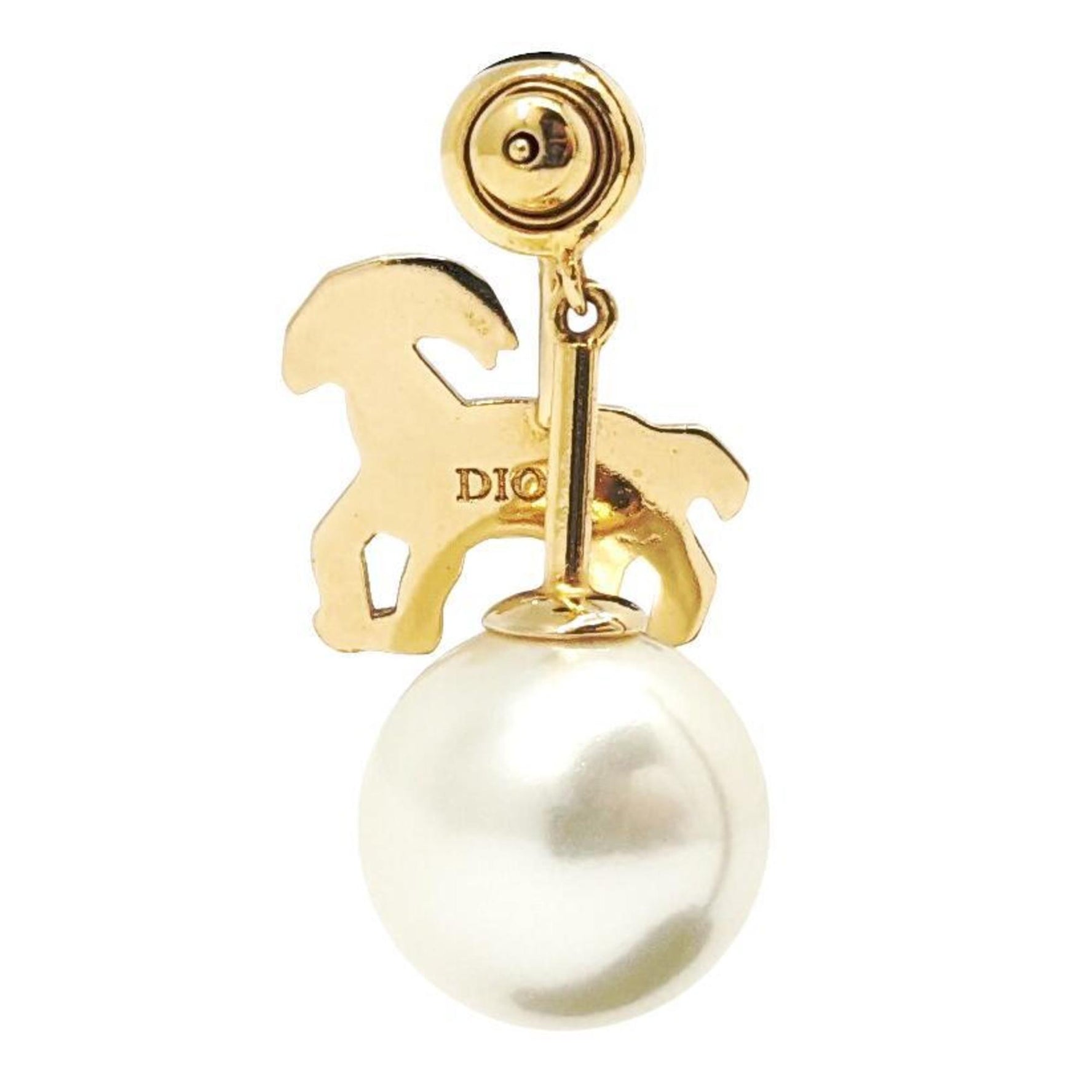 Christian Dior Earrings, Rhinestone, Pearl, Sheep, Aries, Zodiac Sign, Animal, Single Ear