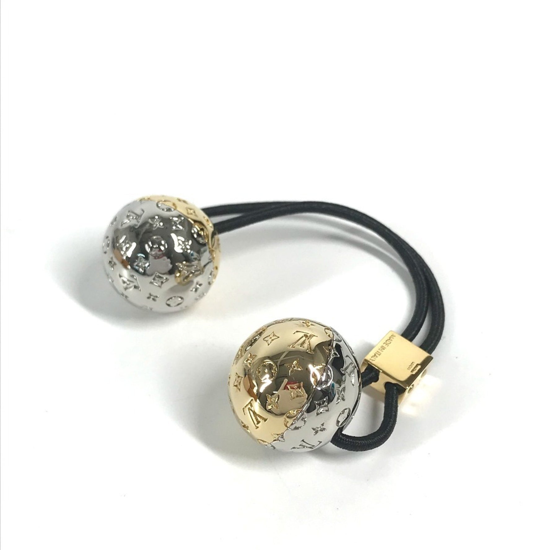 Louis Vuitton Scrunchie Nanogram Planet LV Hair Tie Metal Gold