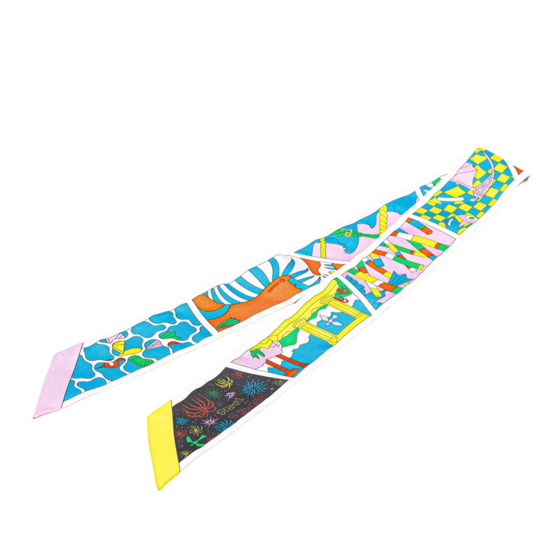 Hermès Twilly Factory Suite Scarf, Multicolor Silk, HERMES