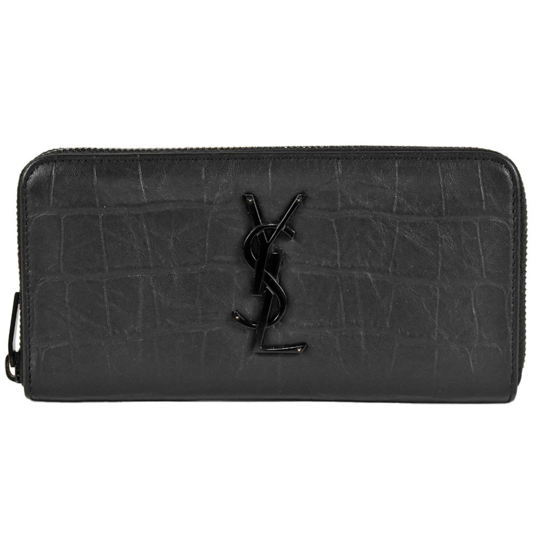 Saint Laurent embossed round leather long wallet