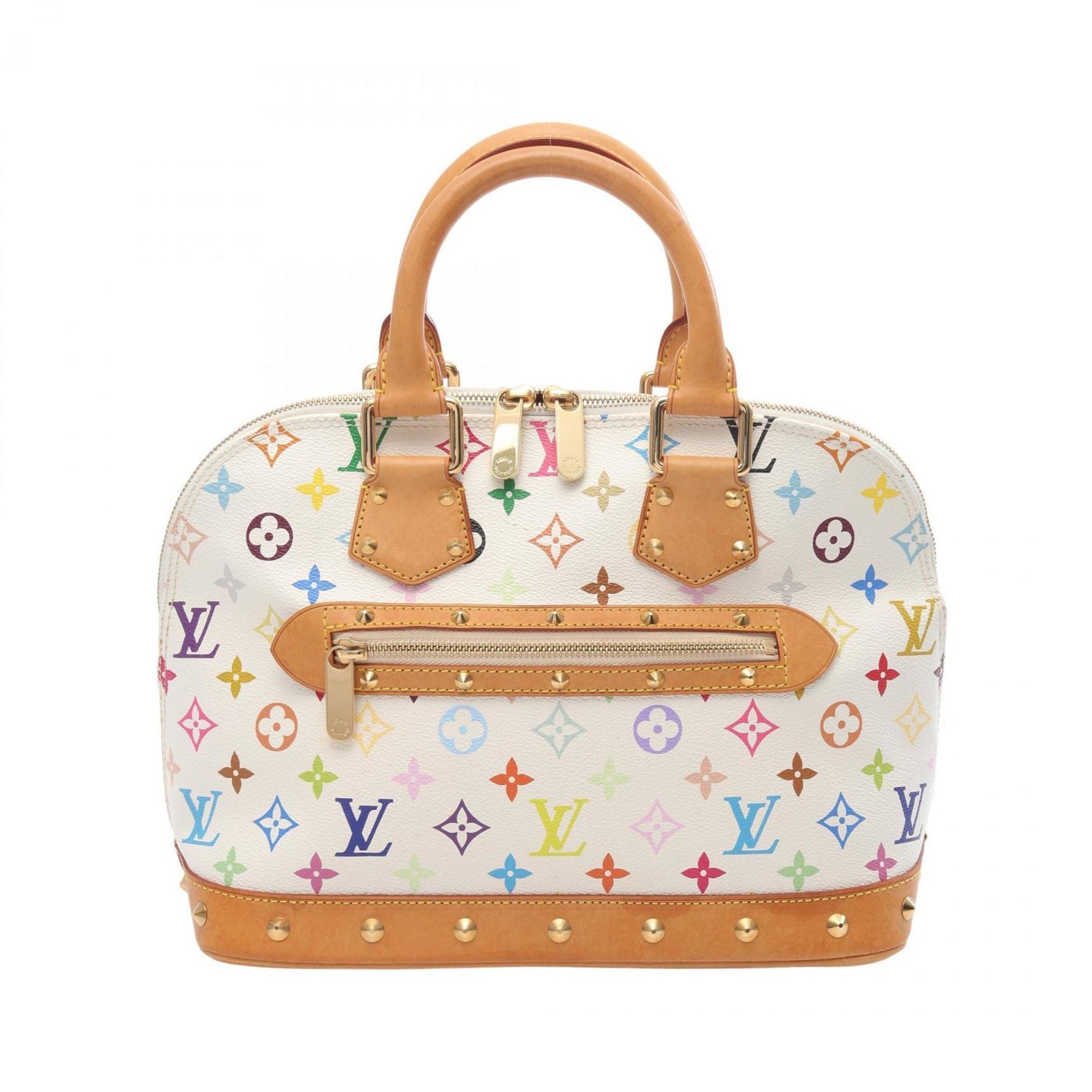 Louis Vuitton Alma Handbag, Coated Canvas and Leather, Monogram Multicolore, White