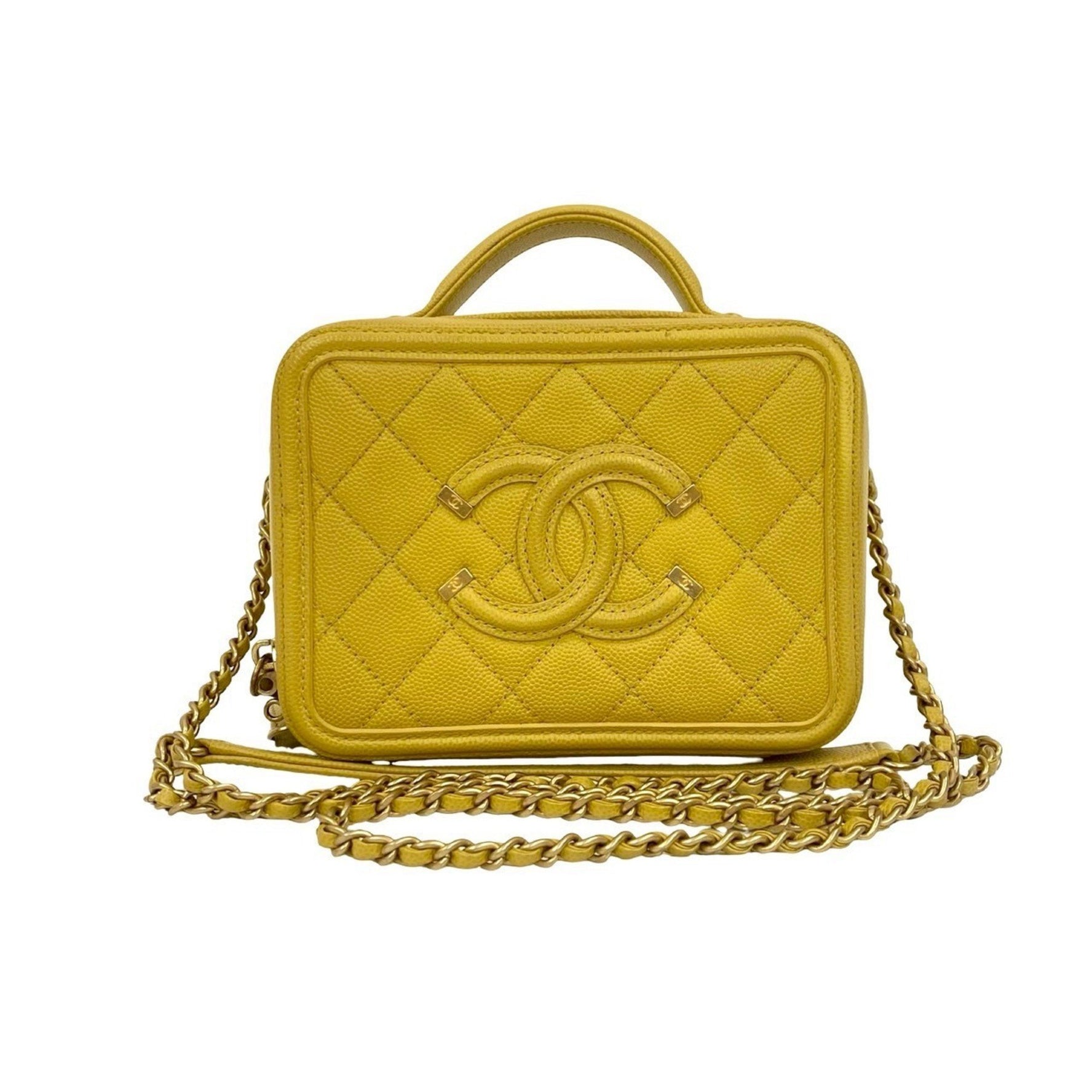 CHANEL CC Figurine Coco Mark Caviar Leather Chain Shoulder Bag