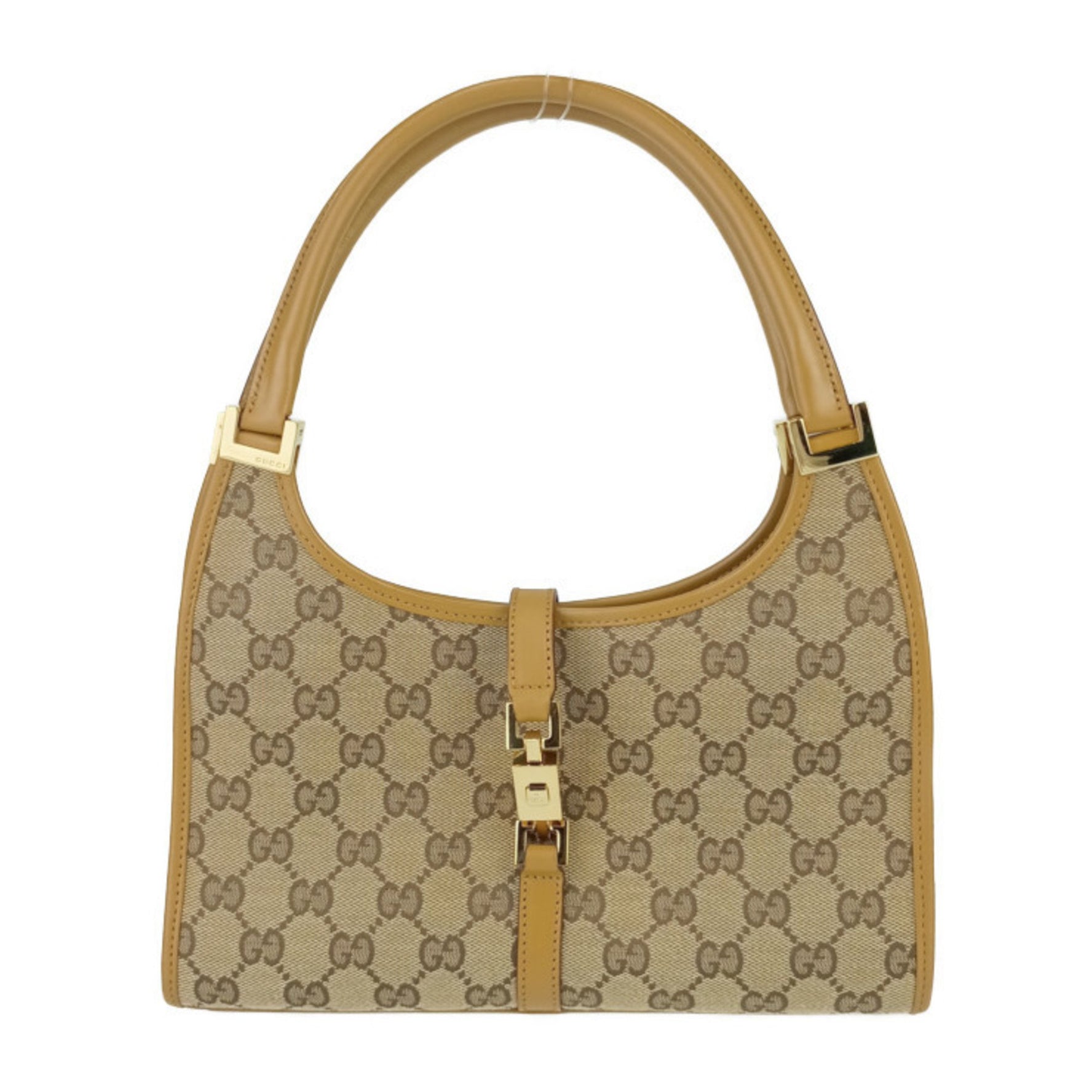GUCCI Handbag Jackie 002 1068 Beige Light Brown GG Canvas Leather Shoulder Bag