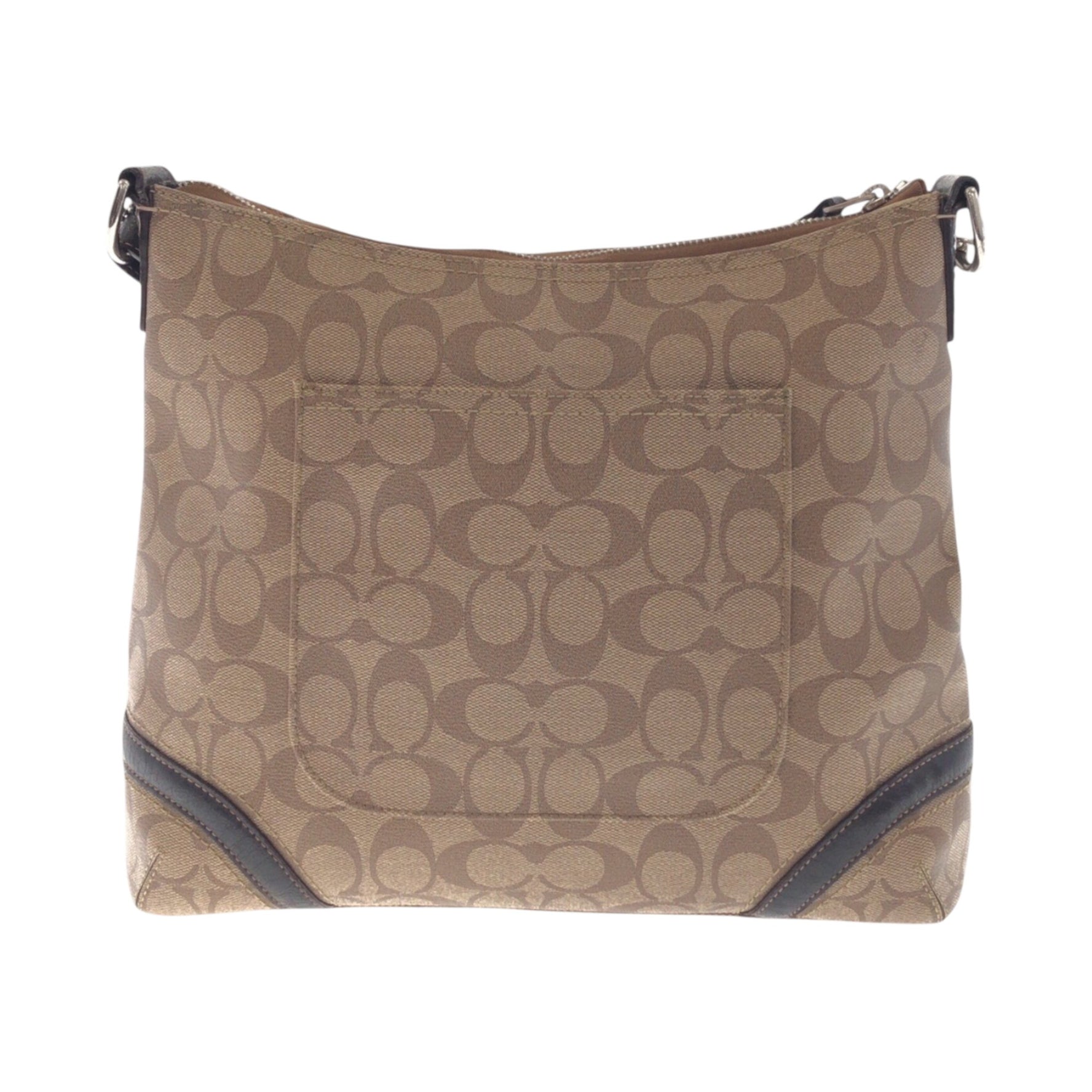COACH Signature Silver Hardware Leather Shoulder Bag Pochette