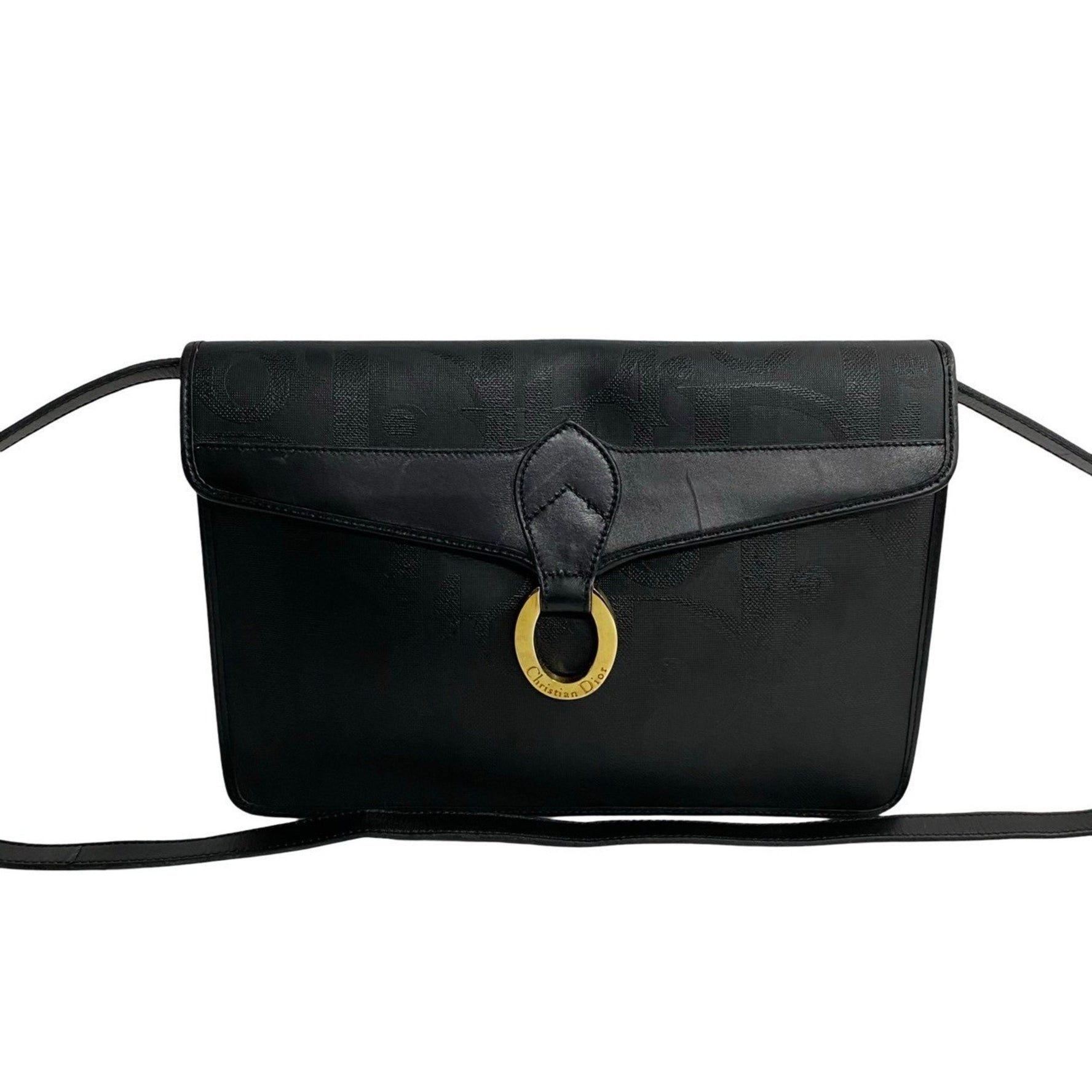 Christian Dior Leather Shoulder Bag with Trotter Pattern and Logo Hardware
