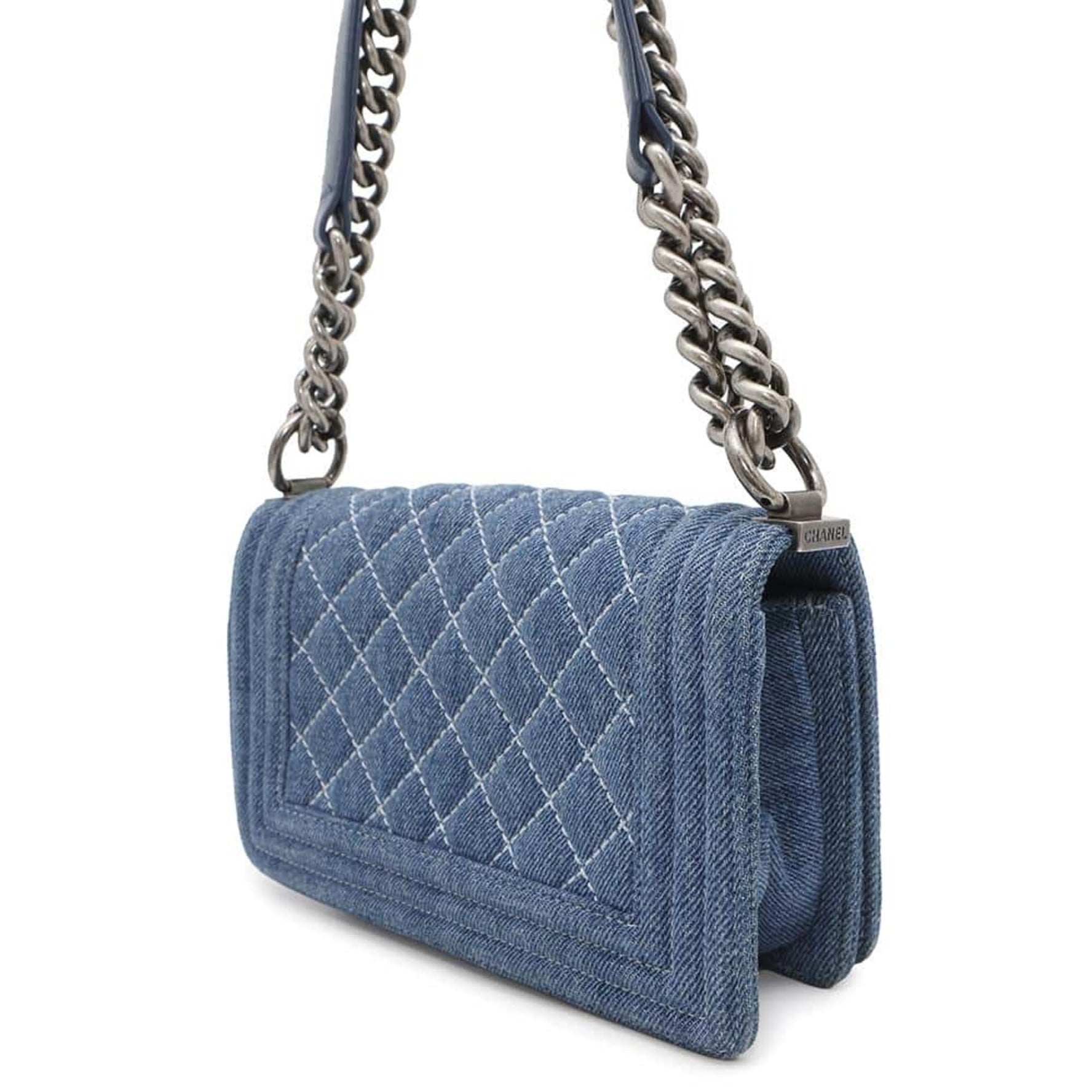 Chanel Chain Shoulder Bag Boy Coco Mark Denim