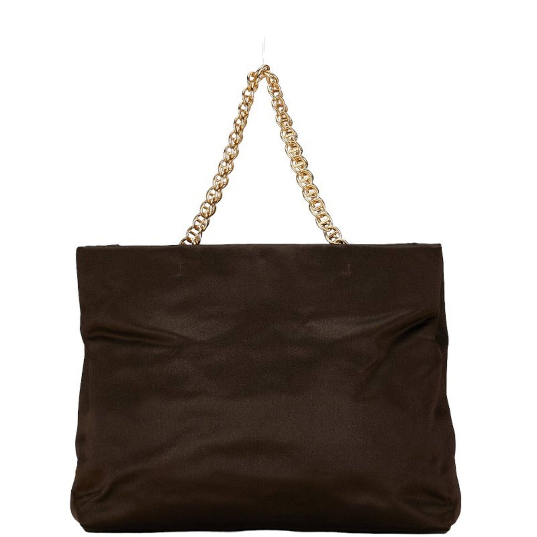 Prada Triangle Plate Chain Shoulder Bag Tote Satin