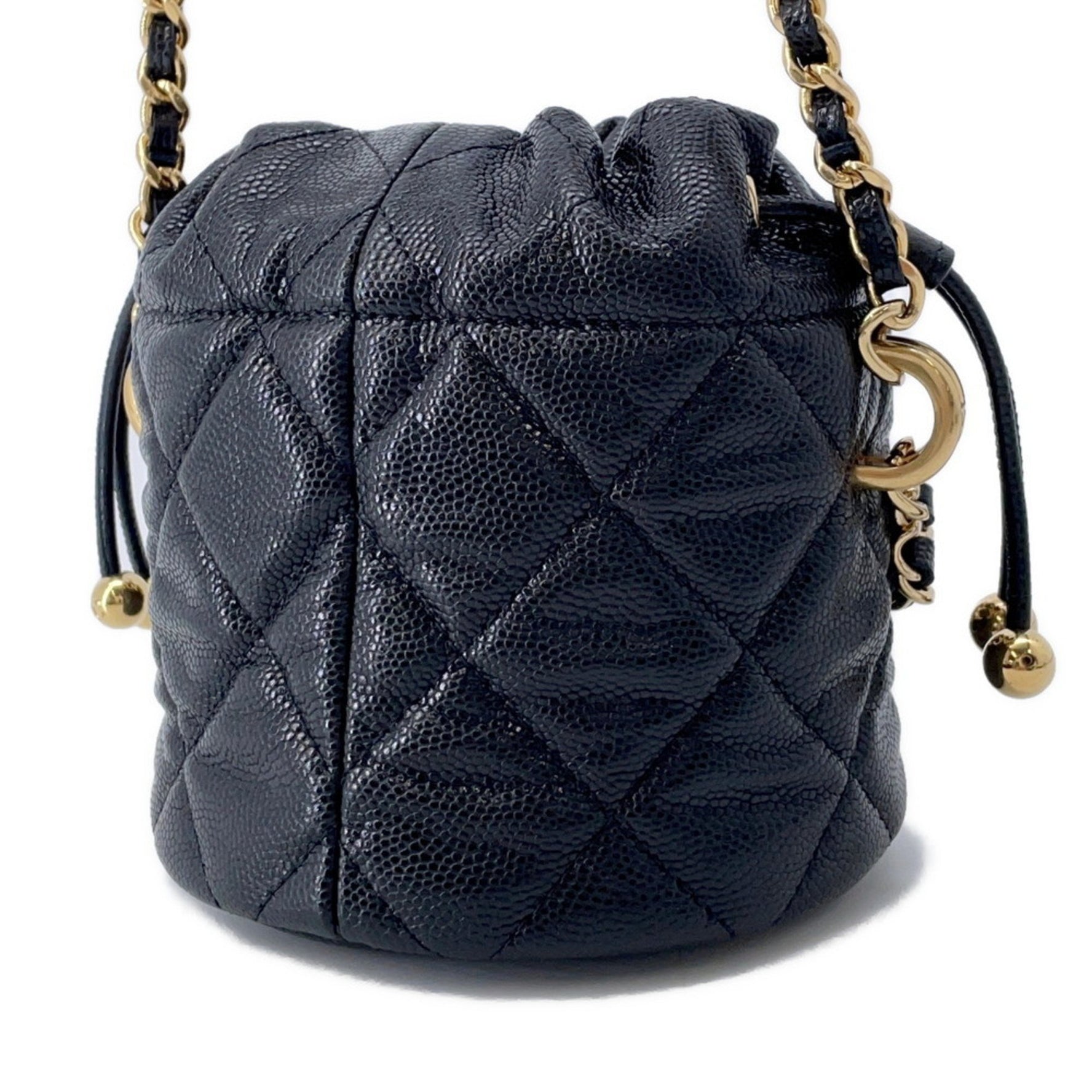 Chanel Chain Shoulder Bag, Matelasse Coco Mark Bucket Caviar Skin